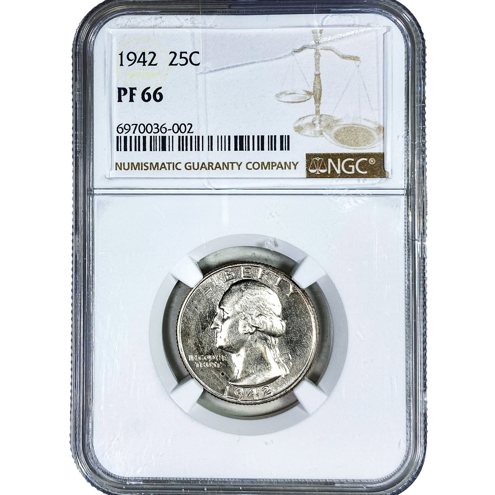 1942 Washington Silver Quarter NGC PF66: 1942 Washington Silver Quarter NGC PF66