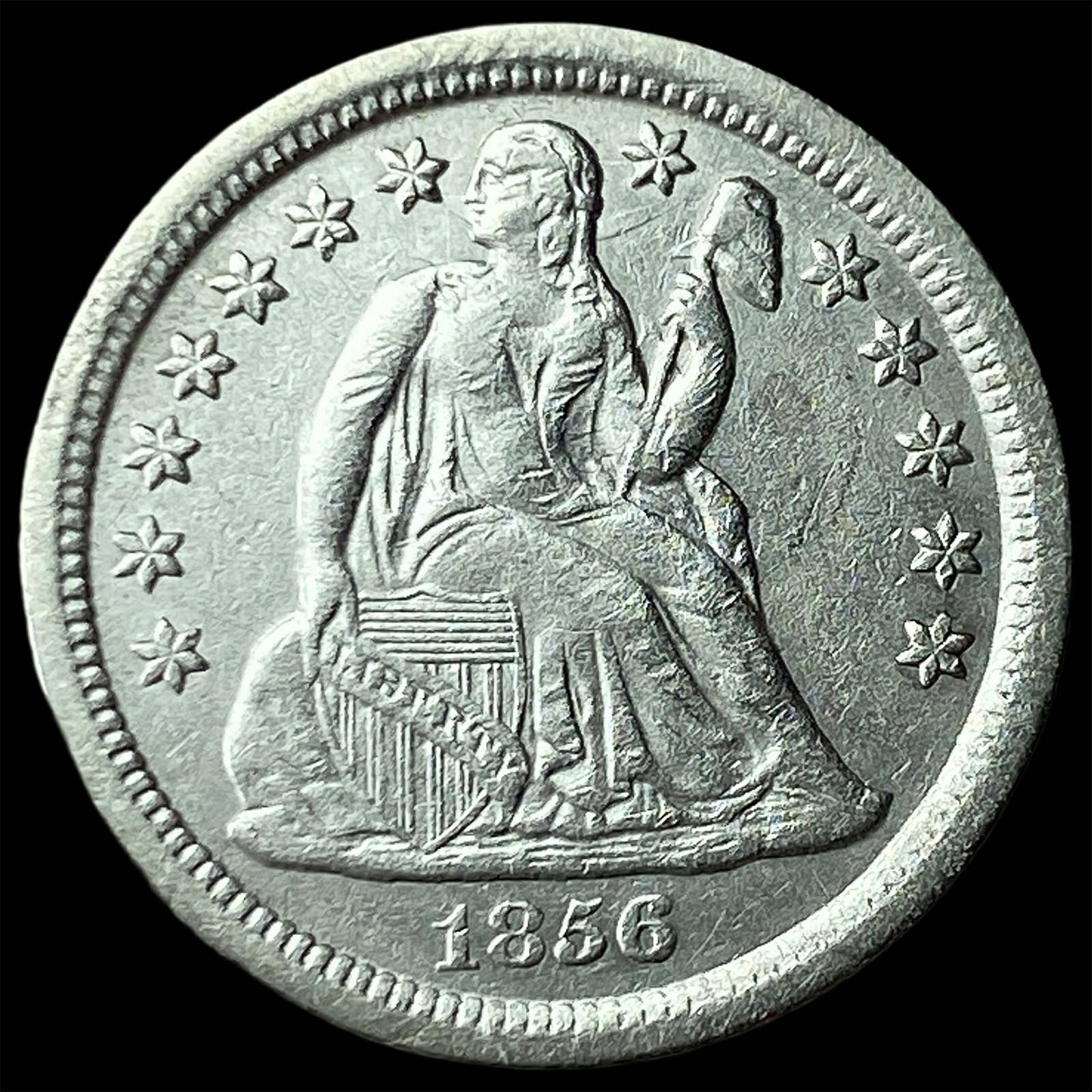 1856-O Silver Seated Liberty Dime CHOICE AU: 1856-O Silver Seated Liberty Dime CHOICE AU