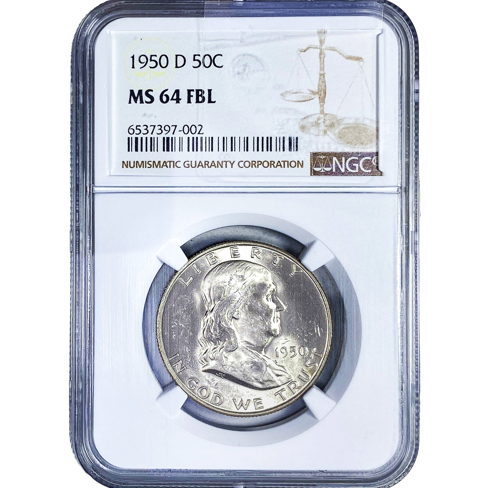1950-D Franklin Half Dollar NGC MS64 FBL (1 of 2)