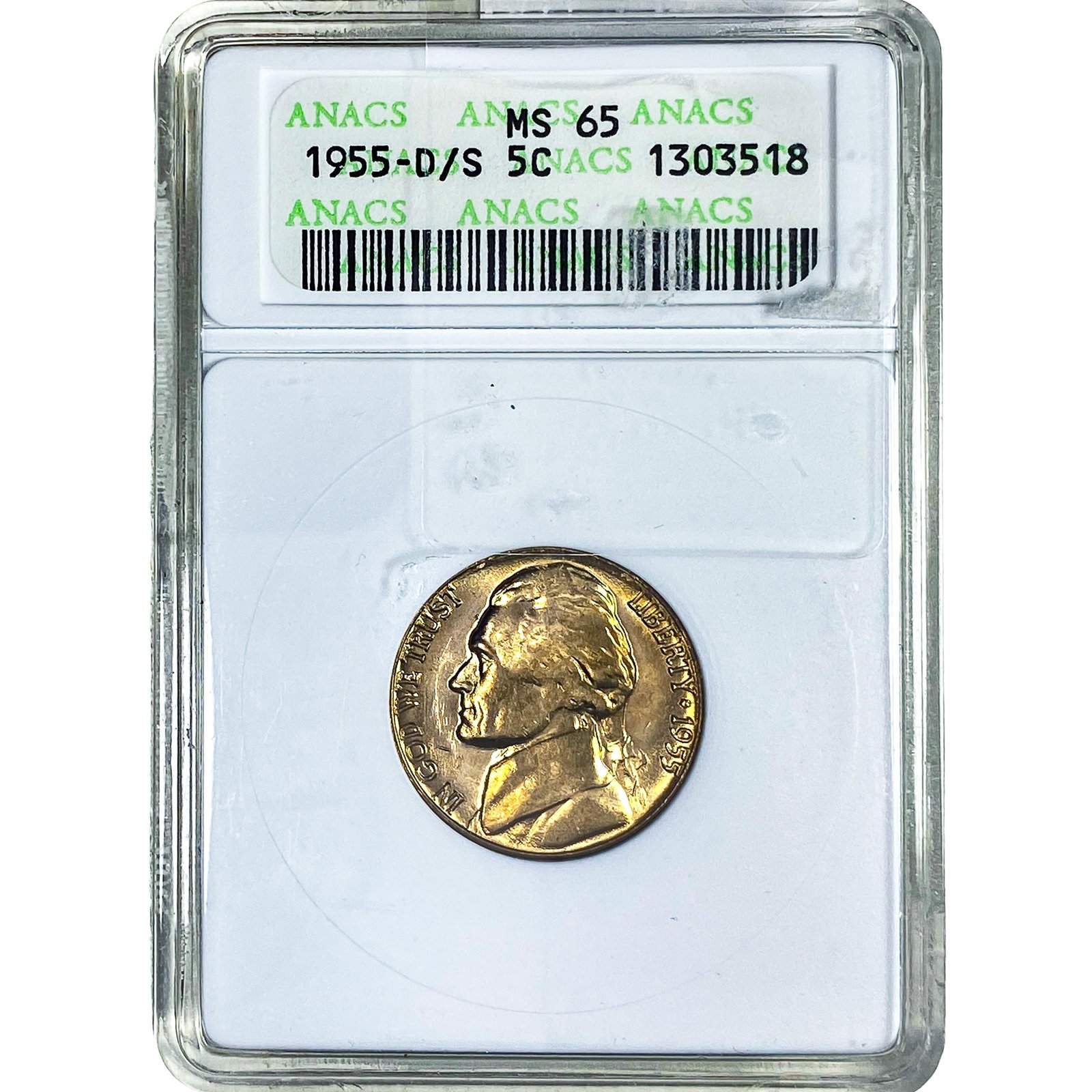 1955-D/S Jefferson Nickel ANACS MS65 (1 of 2)