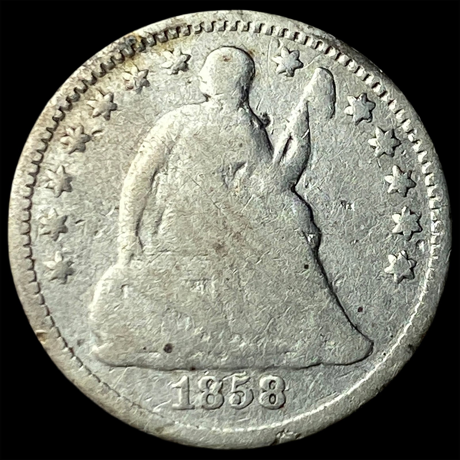 1858 Seated Liberty Half Dime NICELY CIRCULATED: 1858 Seated Liberty Half Dime NICELY CIRCULATED