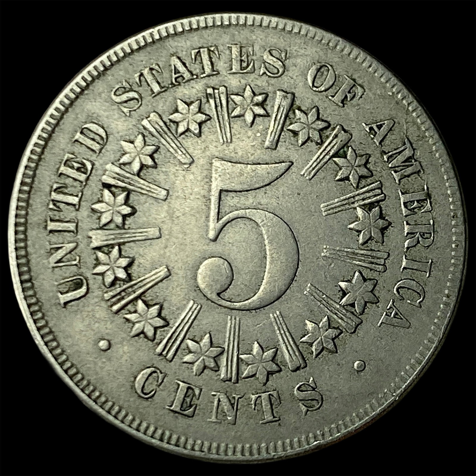 1866 Shield Nickel CLOSELY UNCIRCULATED: 1866 Shield Nickel CLOSELY UNCIRCULATED