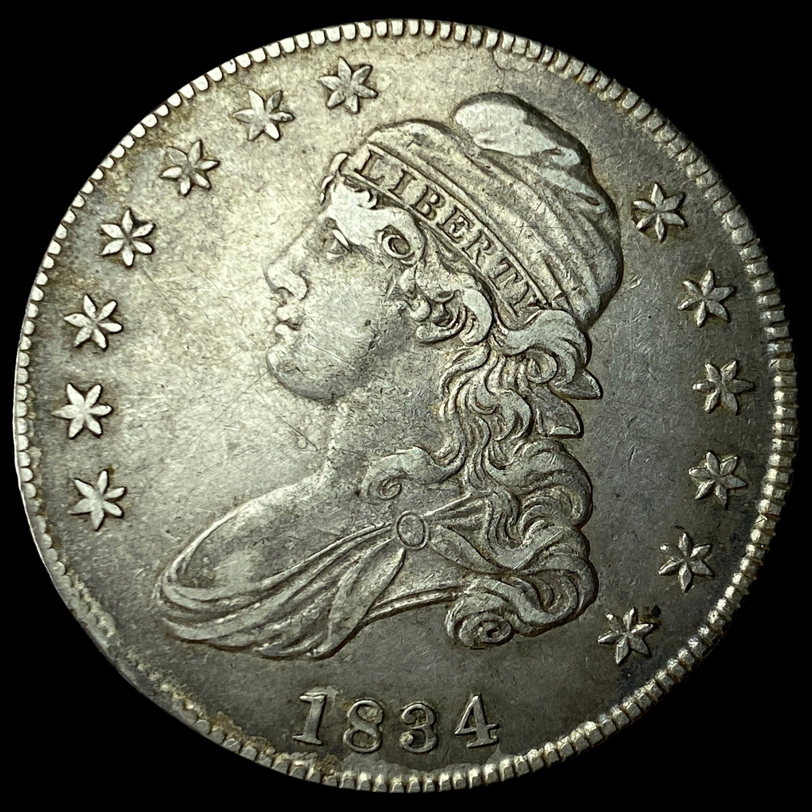 1834 Capped Bust Half Dollar NEARLY UNCIRCULATED: 1834 Capped Bust Half Dollar NEARLY UNCIRCULATED
