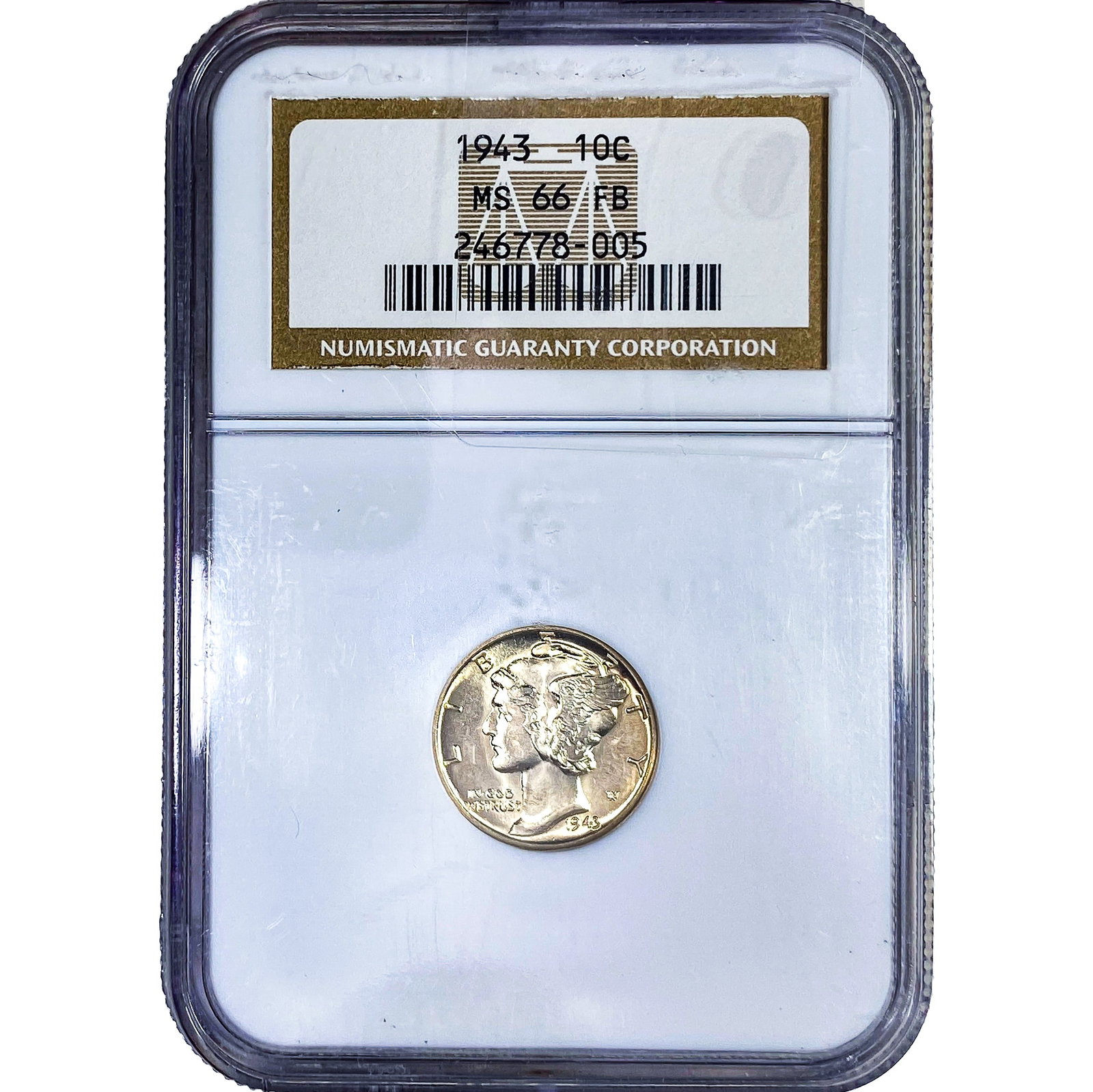 1943 Mercury Silver Dime NGC MS66 FB (1 of 2)