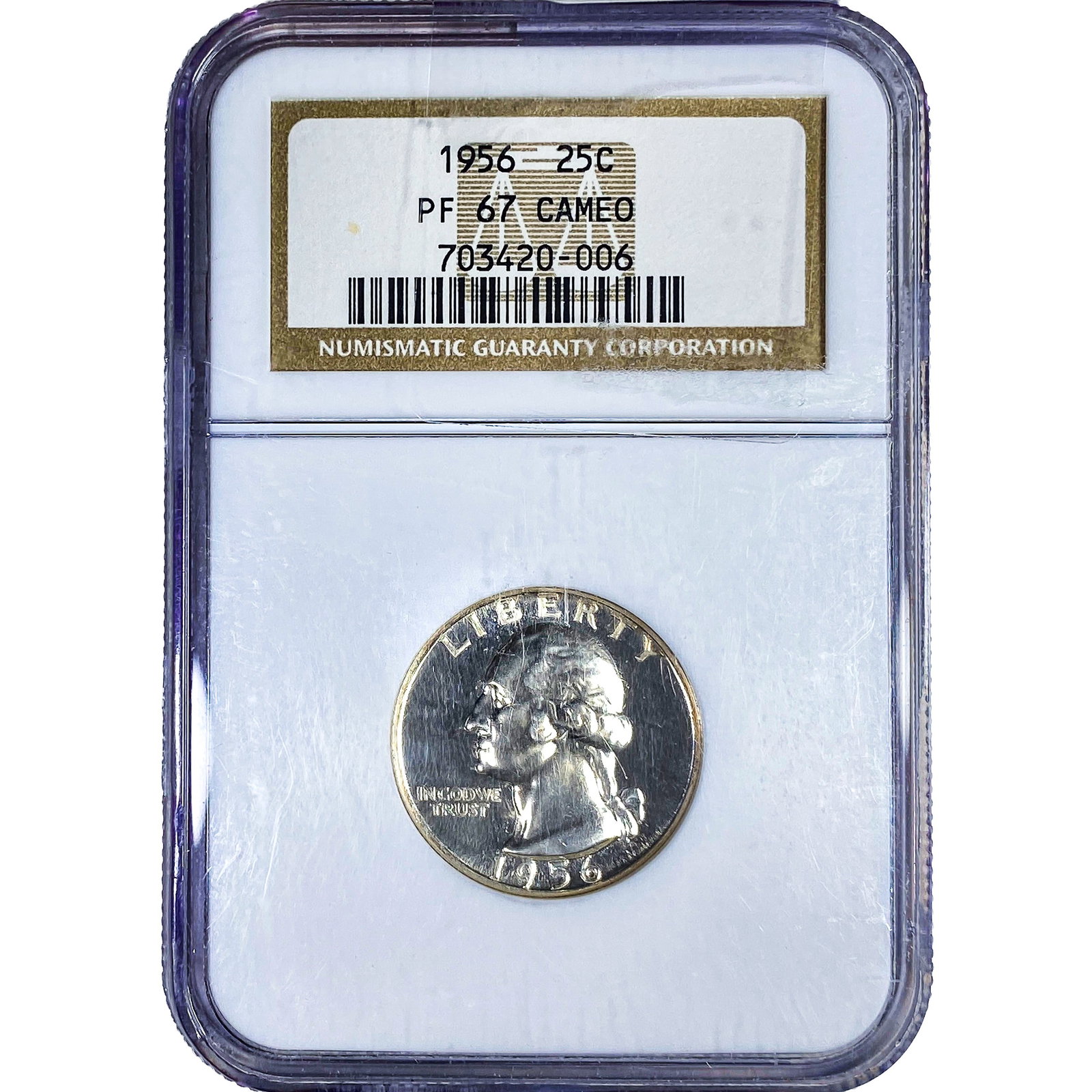1956 Washington Silver Quarter NGC PF67 CAMEO: 1956 Washington Silver Quarter NGC PF67 CAMEO