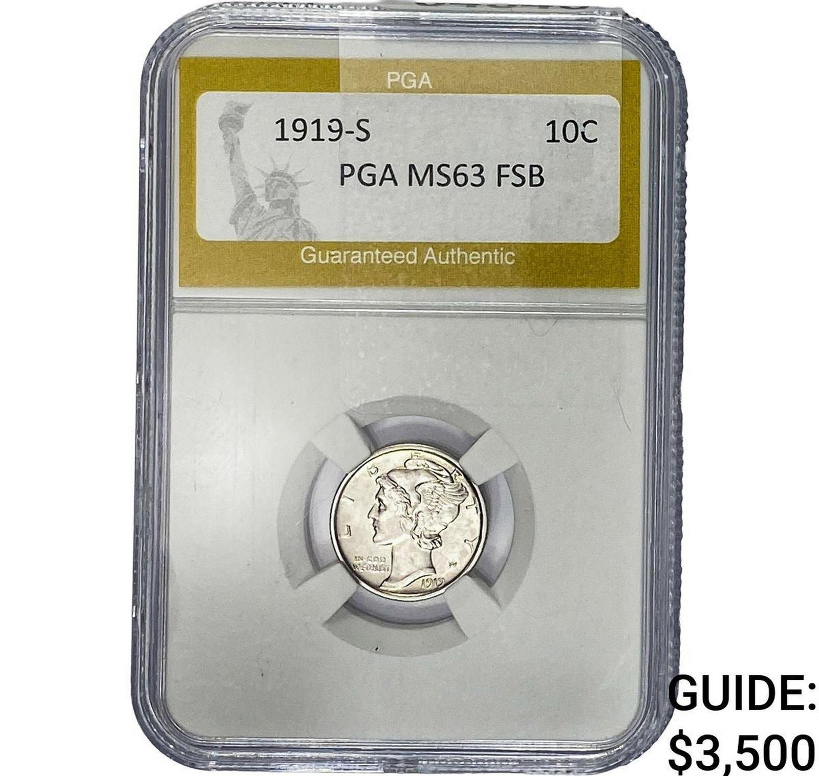 1919-S Mercury Silver Dime PGA MS63 FSB (1 of 2)