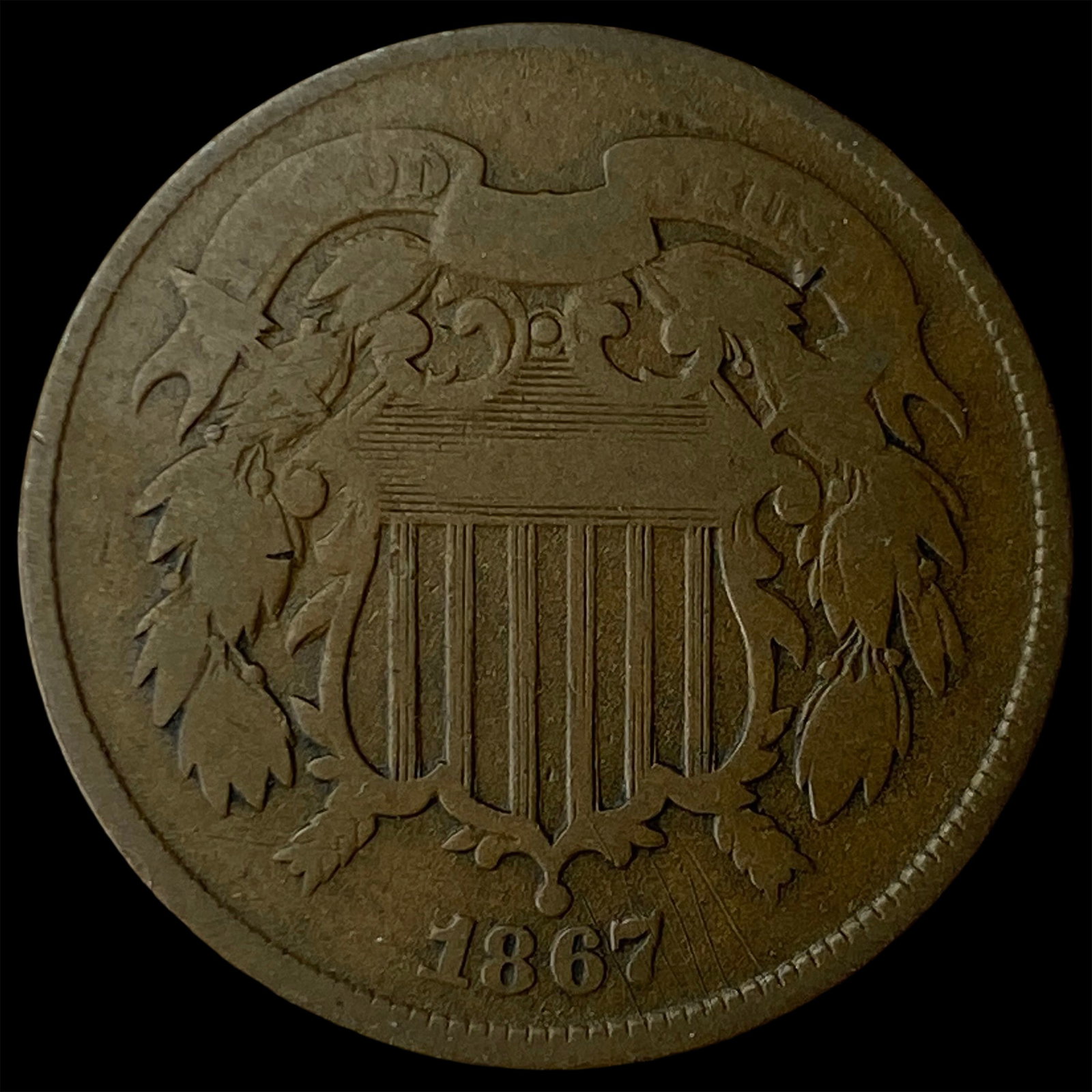 1867 Shield Two Cents NICELY CIRCULATED (1 of 2)