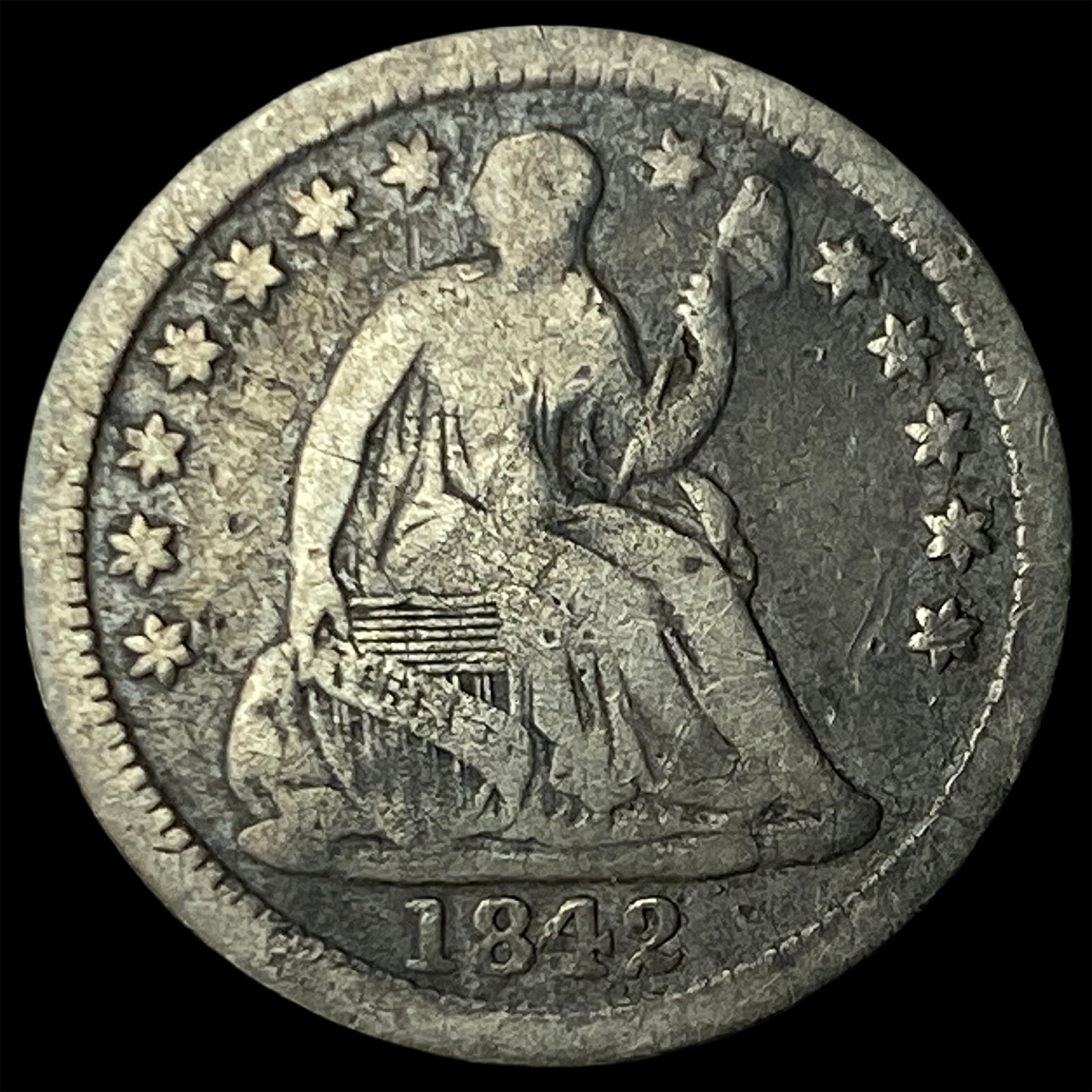 1842-O Silver Seated Liberty Half Dime LIGHTLY CIRCULATED: 1842-O Silver Seated Liberty Half Dime LIGHTLY CIRCULATED