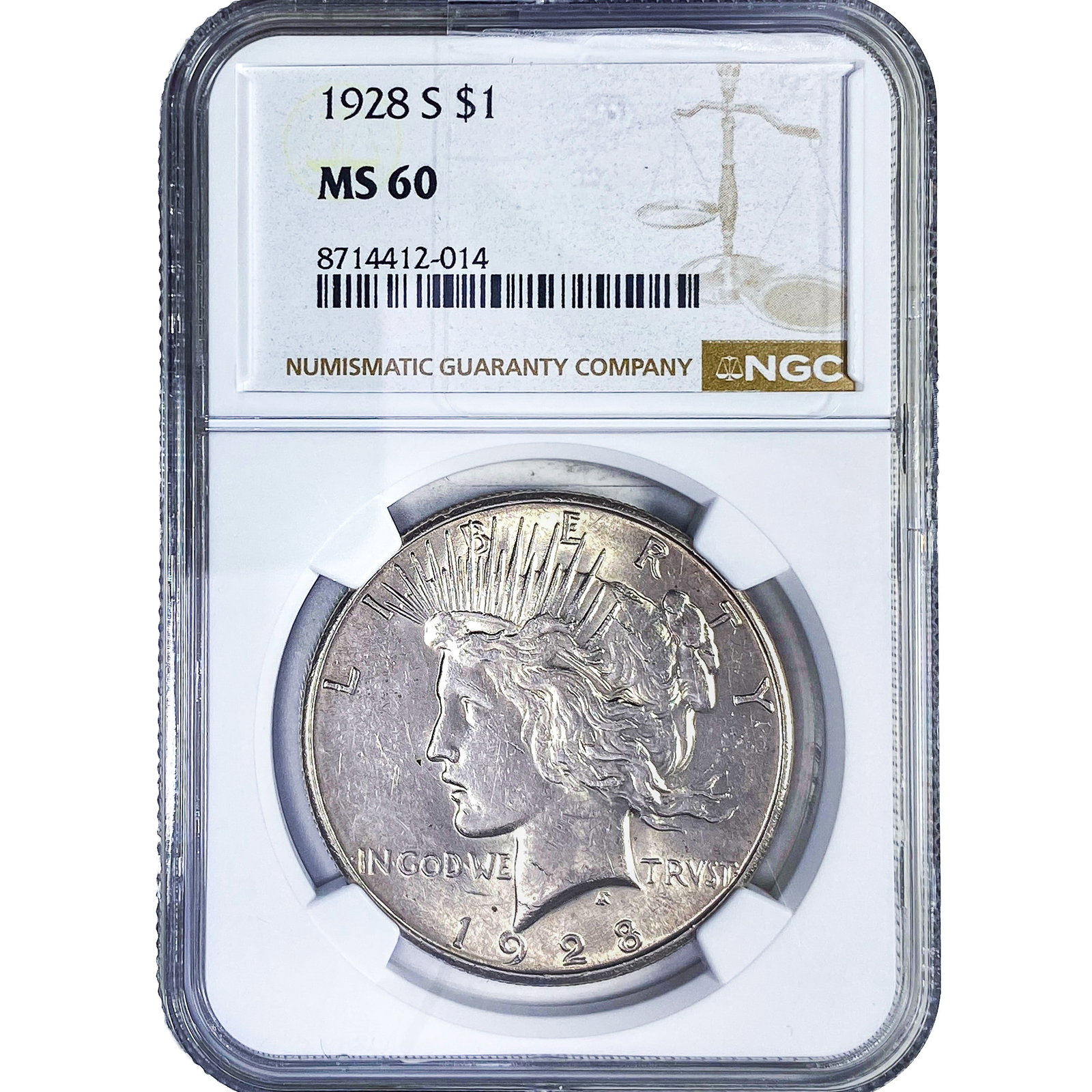 1928-S Silver Peace Dollar NGC MS60 (1 of 2)