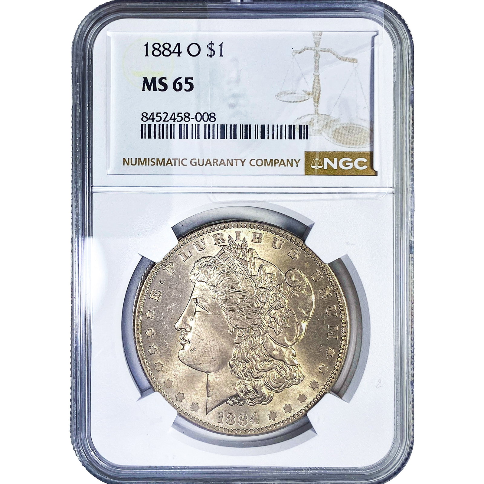 1884-O Morgan Silver Dollar NGC MS65: 1884-O Morgan Silver Dollar NGC MS65