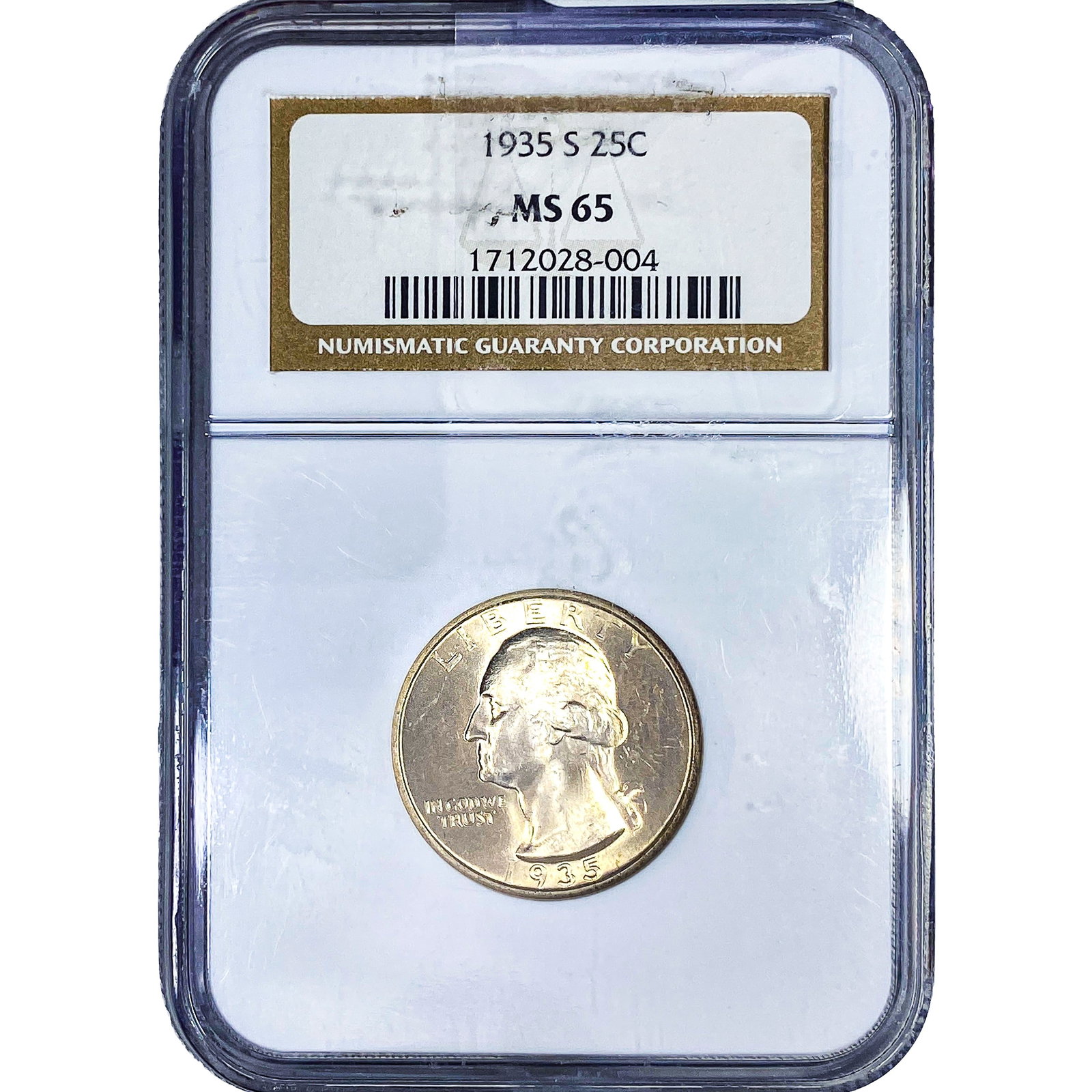 1935-S Washington Silver Quarter NGC MS65: 1935-S Washington Silver Quarter NGC MS65