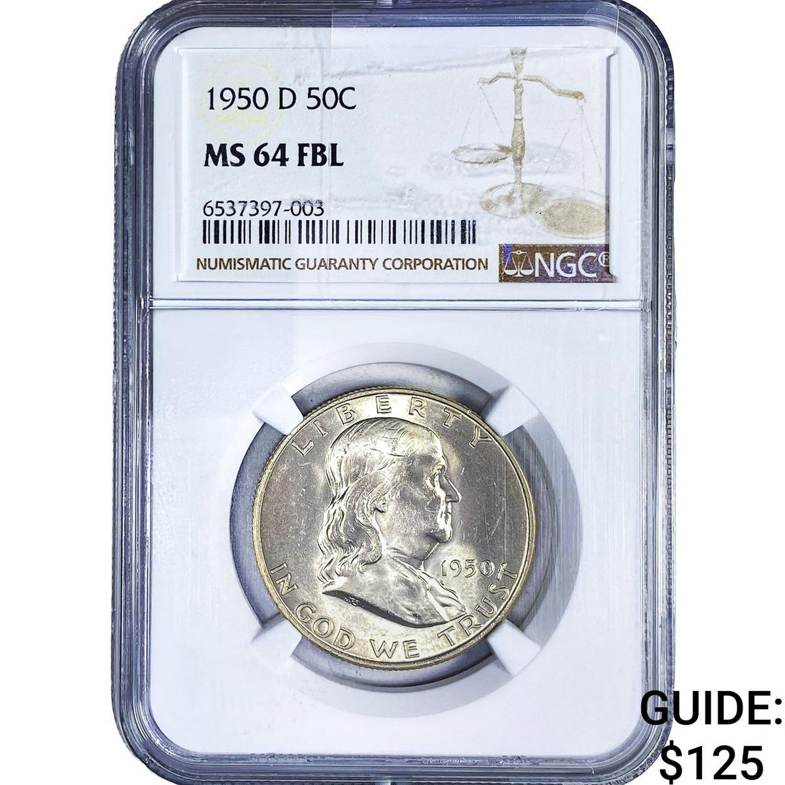 1950-D Franklin Half Dollar NGC MS64 FBL (1 of 2)