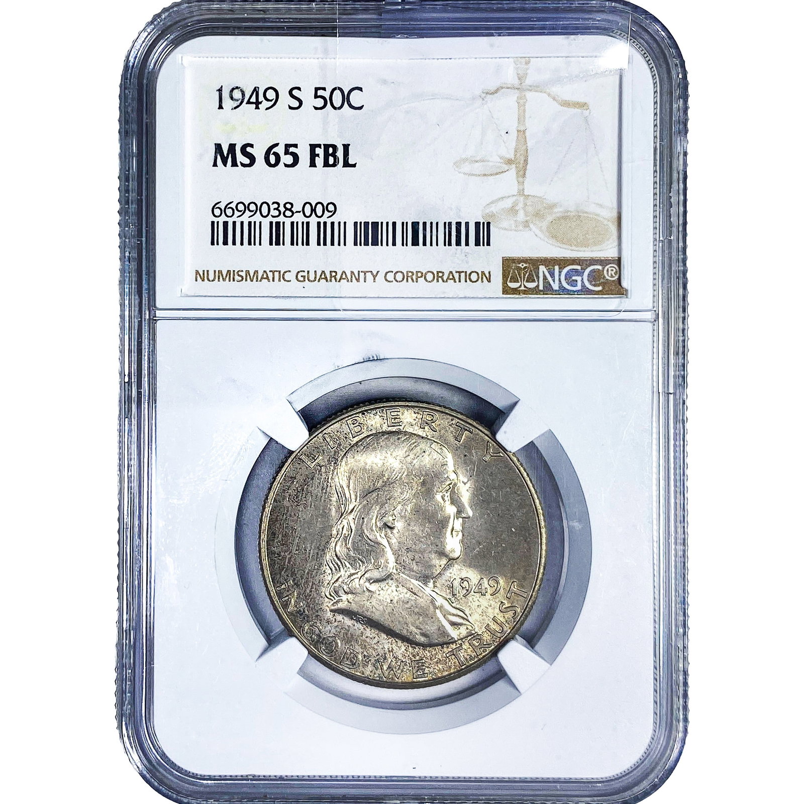 1949-S Franklin Half Dollar NGC MS65 FBL: 1949-S Franklin Half Dollar NGC MS65 FBL