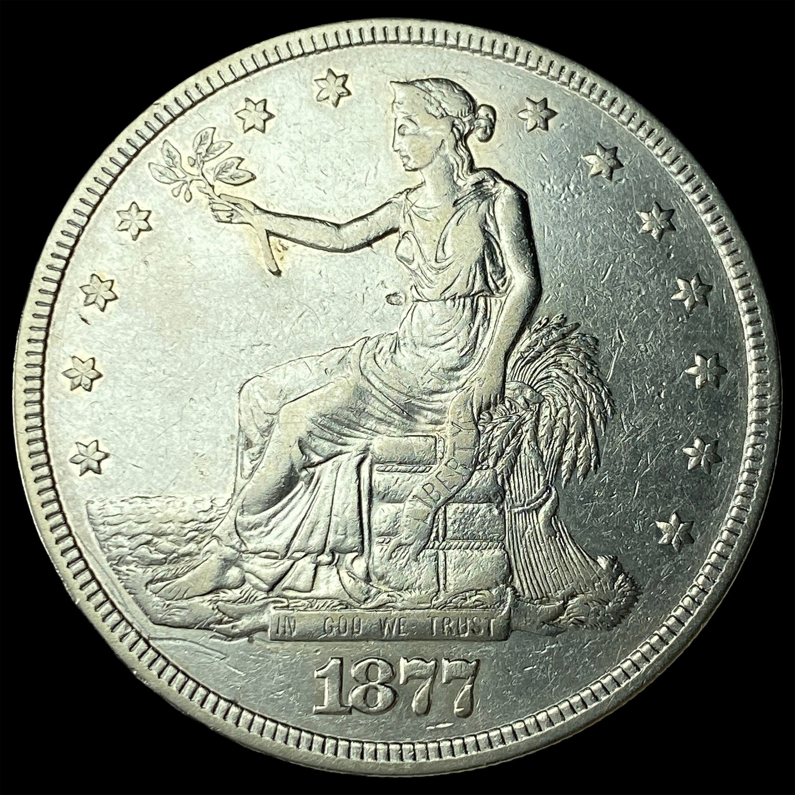 1877 Silver Trade Dollar CLOSELY UNCIRCULATED: 1877 Silver Trade Dollar CLOSELY UNCIRCULATED