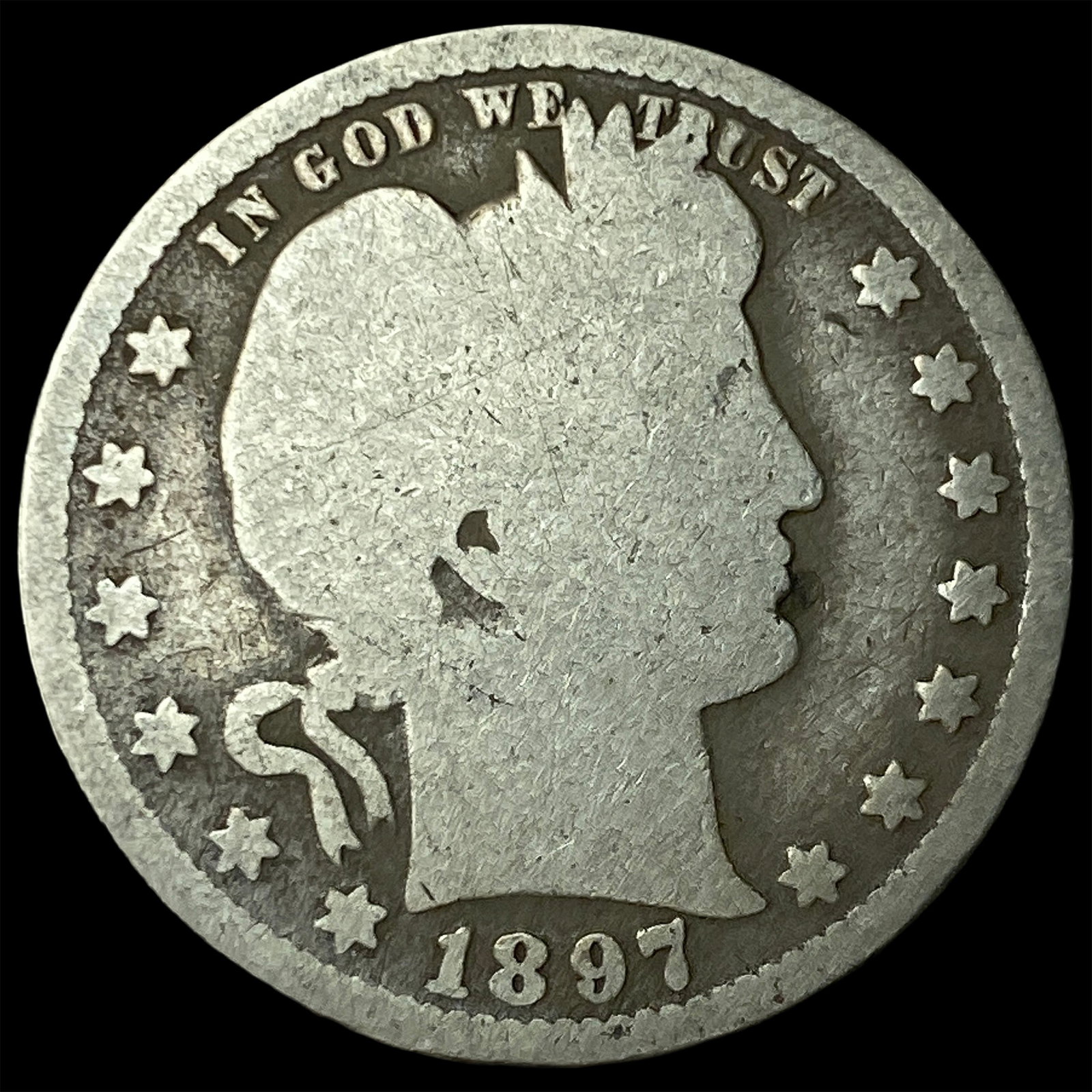 1897-O Barber Quarter NICELY CIRCULATED: 1897-O Barber Quarter NICELY CIRCULATED
