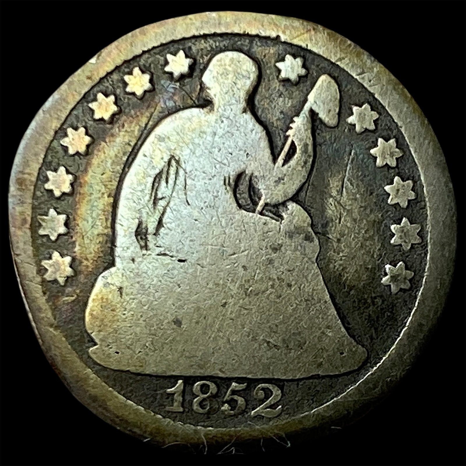 1852-O Silver Seated Liberty Half Dime NICELY CIRCULATED: 1852-O Silver Seated Liberty Half Dime NICELY CIRCULATED