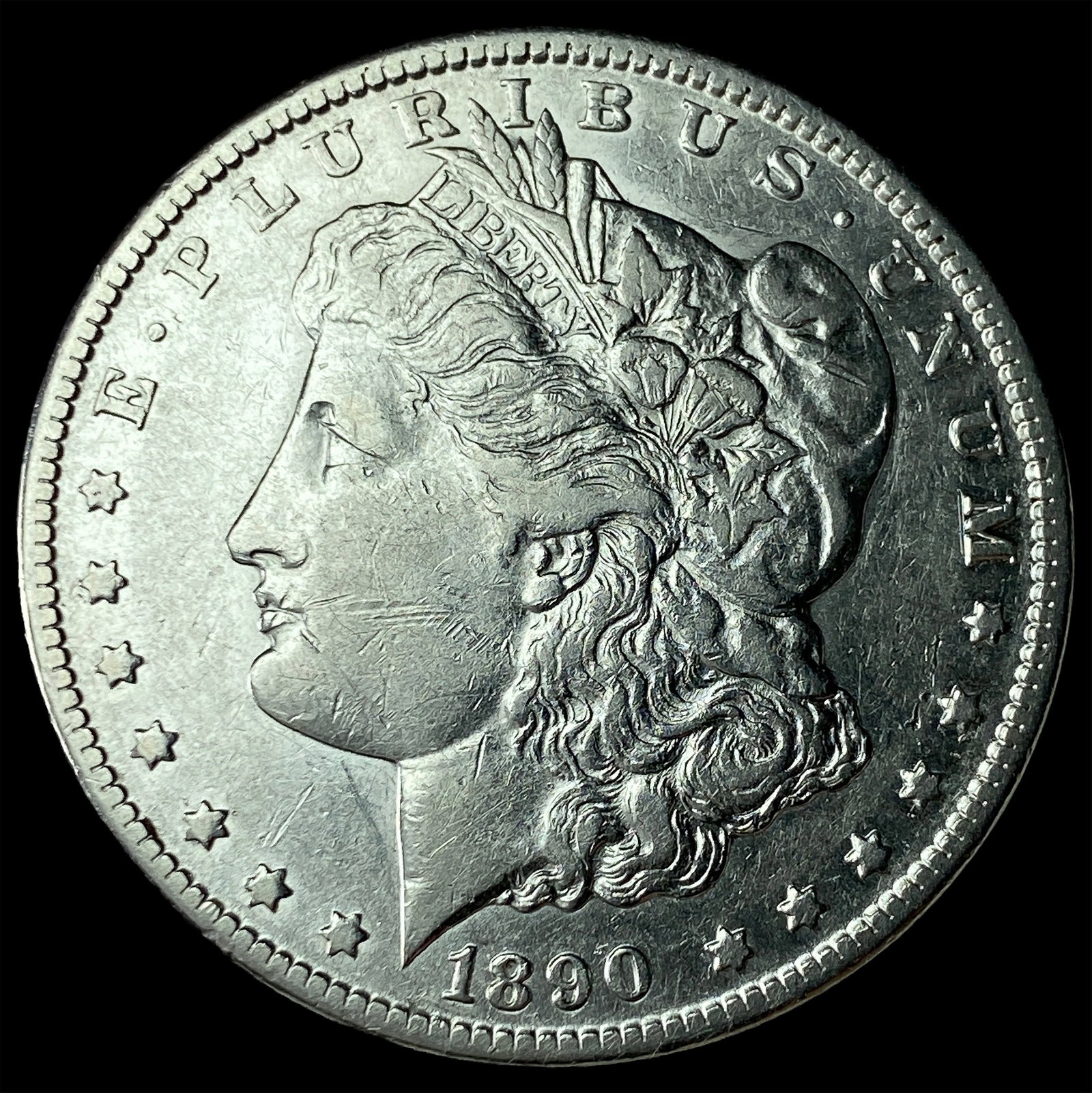 1890-CC Silver Morgan Dollar CLOSELY UNCIRCULATED: 1890-CC Silver Morgan Dollar CLOSELY UNCIRCULATED