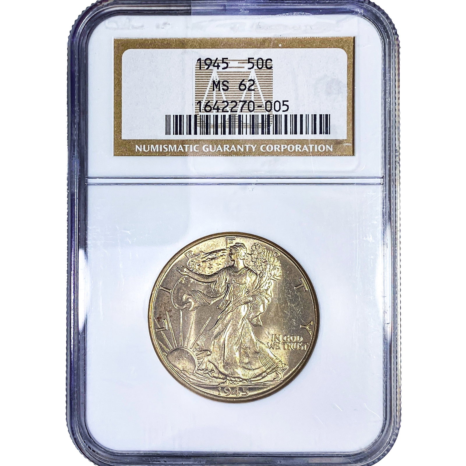 1945 Walking Liberty Half Dollar NGC MS62: 1945 Walking Liberty Half Dollar NGC MS62