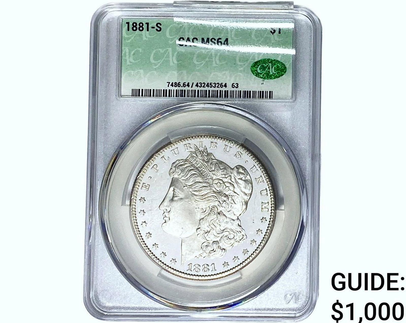 1881-S CAC Morgan Silver Dollar PGA MS64 DMPL OBV (1 of 2)