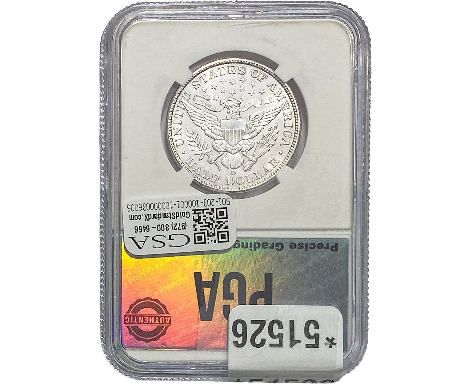 1908-D Barber Half Dollar PGA MS63 - 2