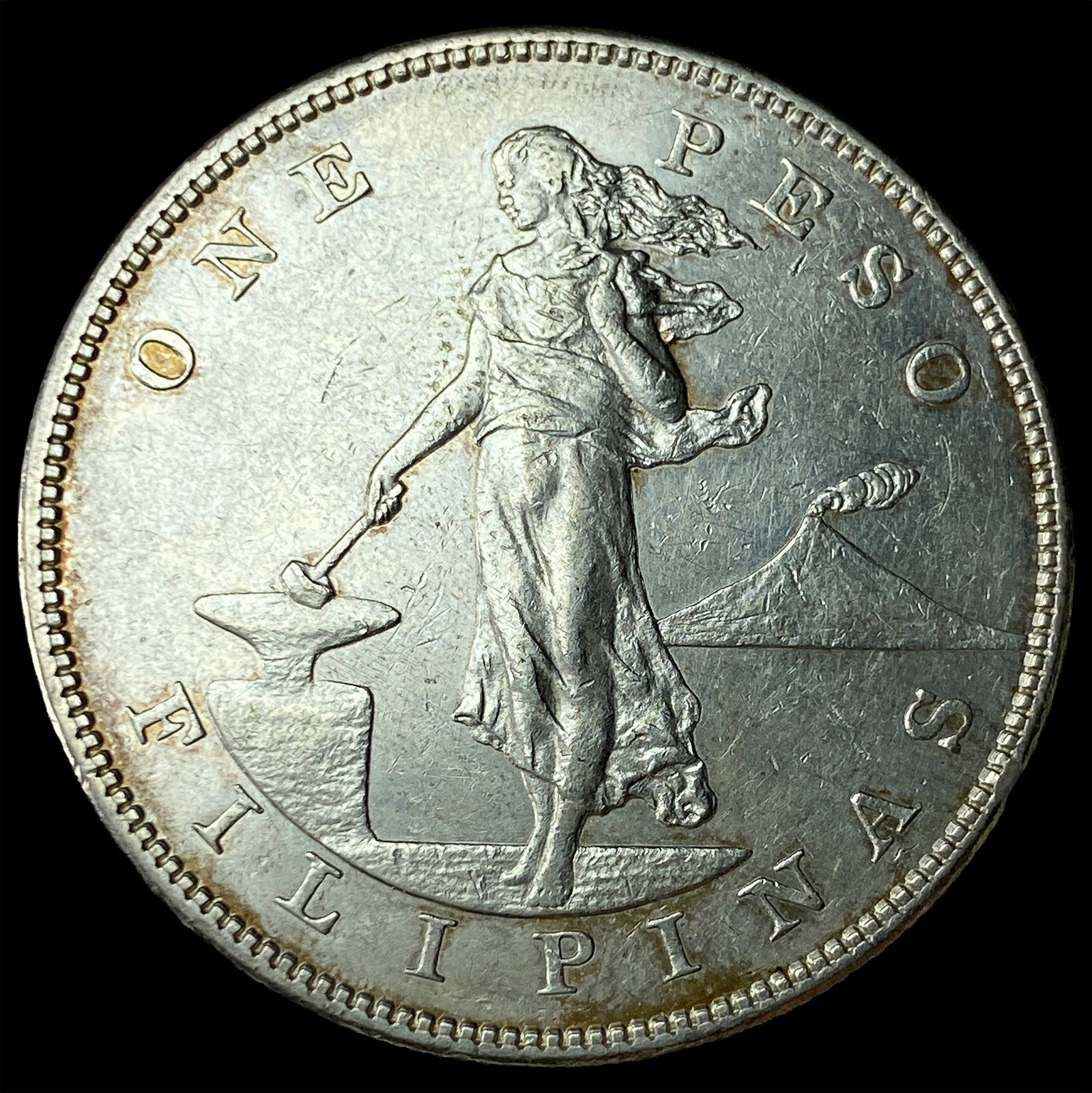 1903-S Philippines Silver One Peso NEARLY UNCIRCULATED: 1903-S Philippines Silver One Peso NEARLY UNCIRCULATED