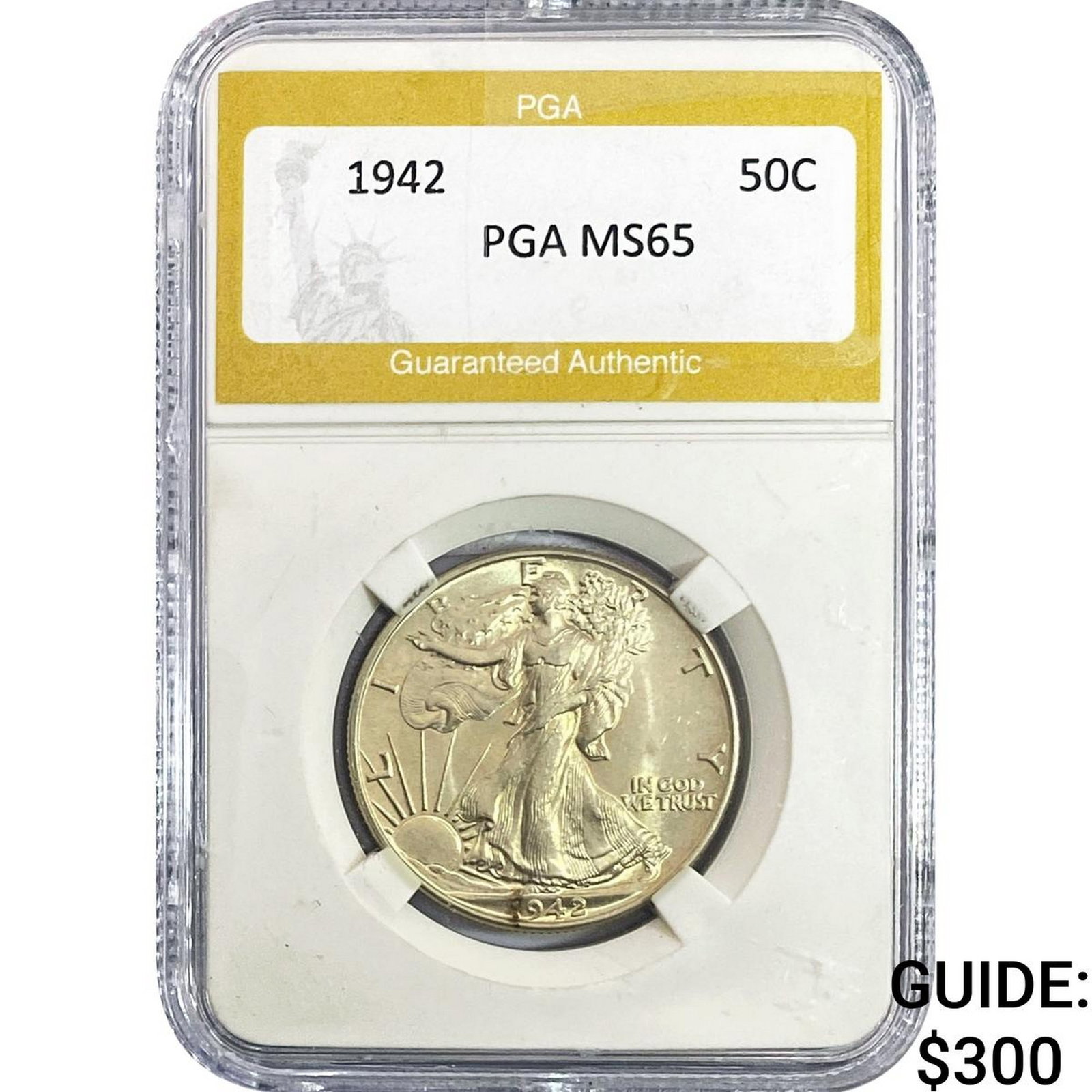 1942 Walking Liberty Half Dollar PGA MS65: 1942 Walking Liberty Half Dollar PGA MS65