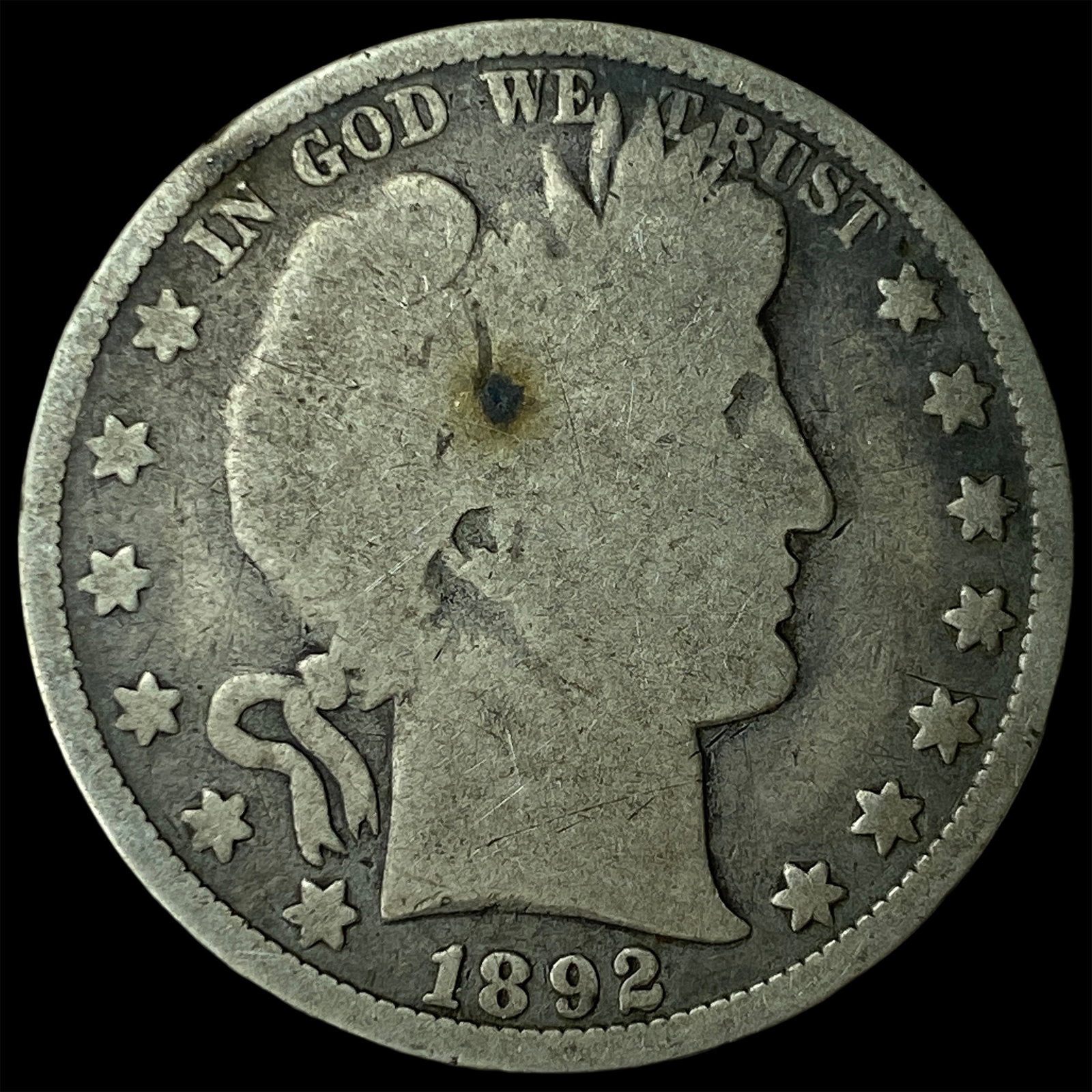 1892 Silver Barber Half Dollar NICELY CIRCULATED (1 of 2)