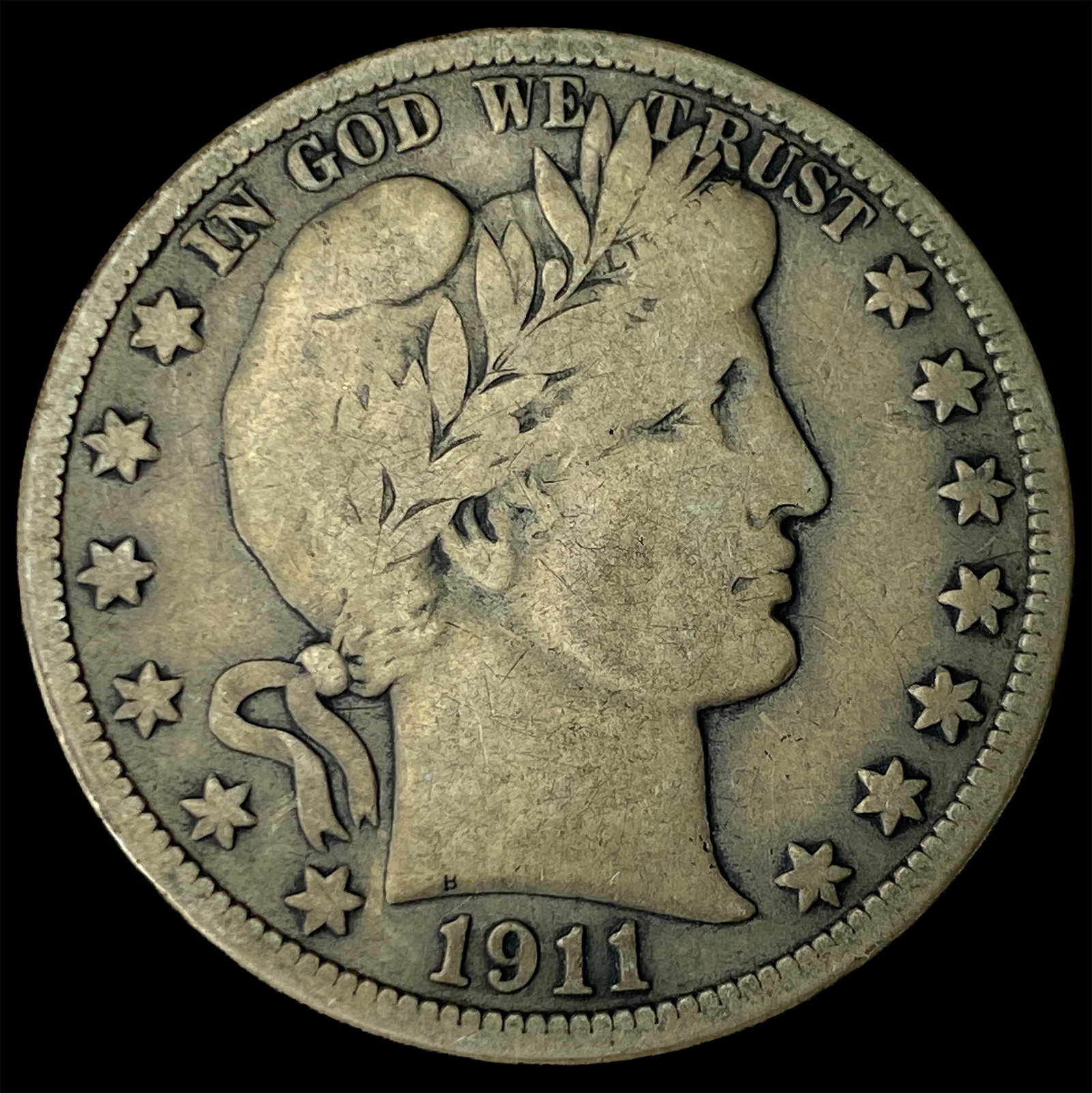 1911-D Silver Barber Half Dollar LIGHTLY CIRCULATED: 1911-D Silver Barber Half Dollar LIGHTLY CIRCULATED