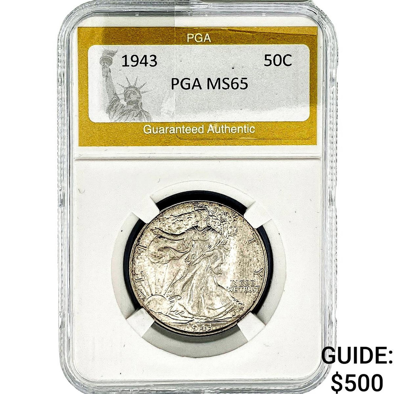 1943 Walking Liberty Half Dollar PGA MS65: 1943 Walking Liberty Half Dollar PGA MS65