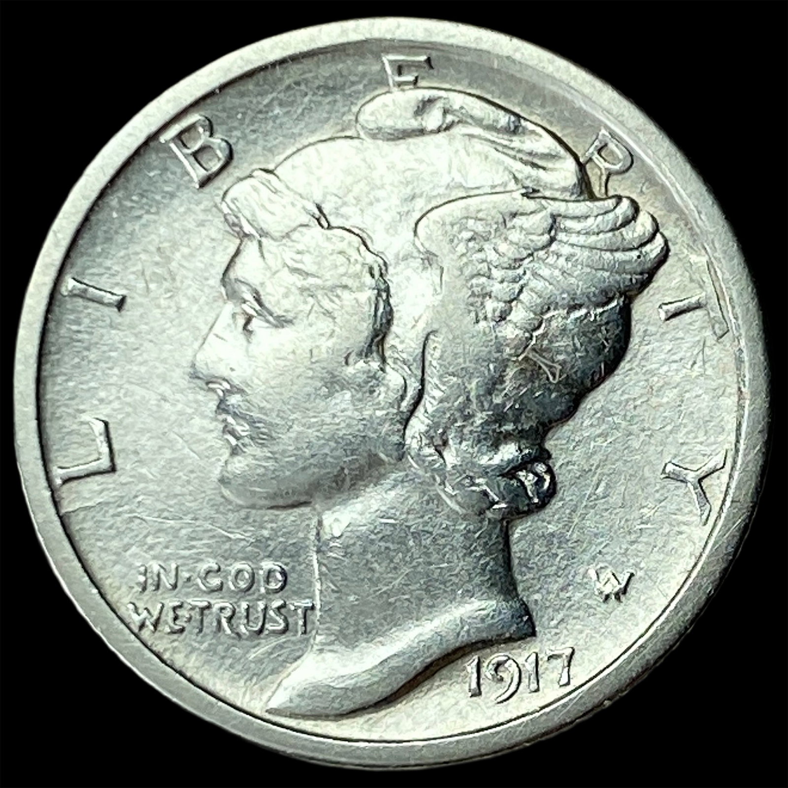 1917-S Silver Mercury Dime CLOSELY UNCIRCULATED: 1917-S Silver Mercury Dime CLOSELY UNCIRCULATED