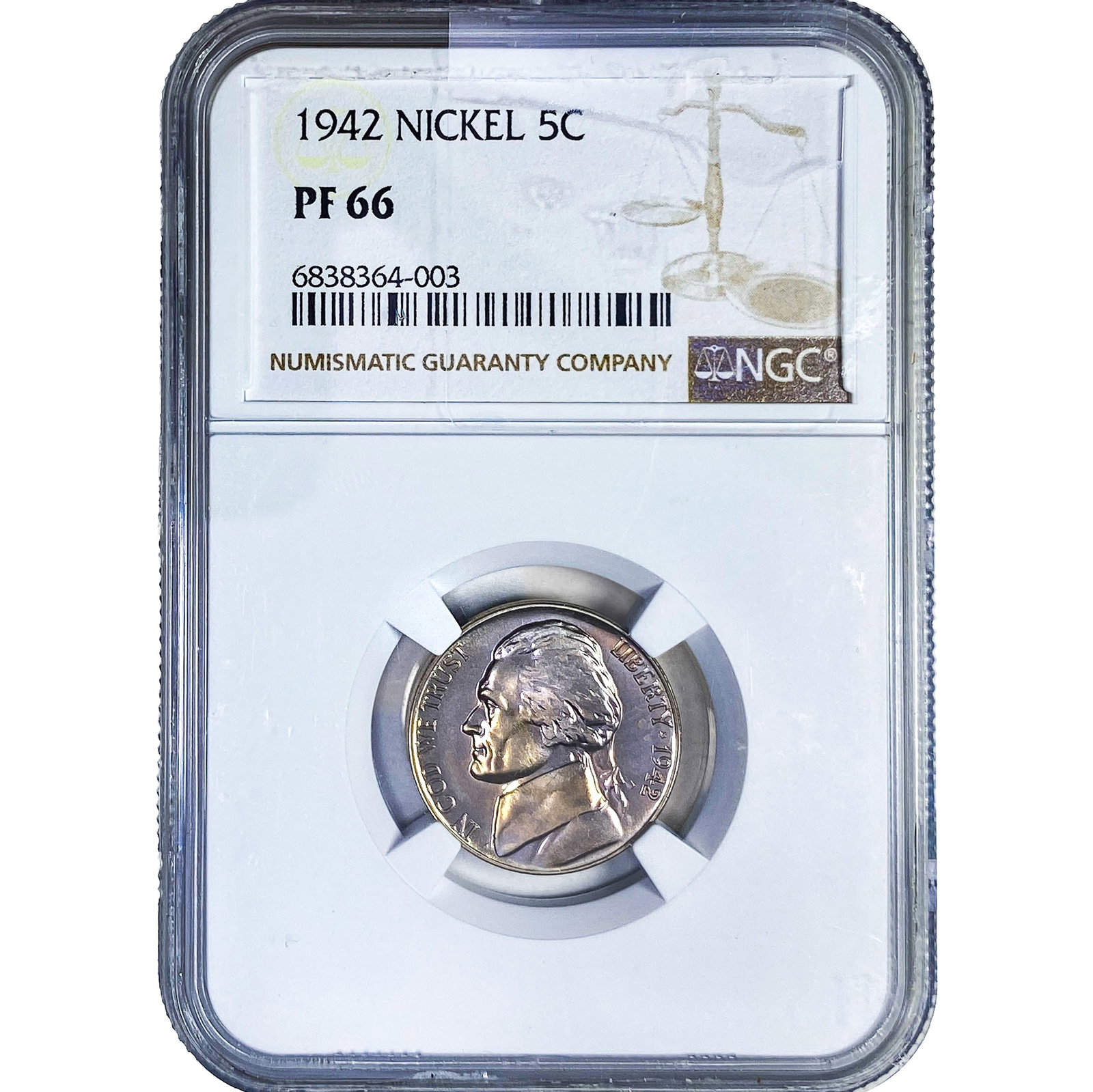 1942 Jefferson Nickel NGC PF66: 1942 Jefferson Nickel NGC PF66