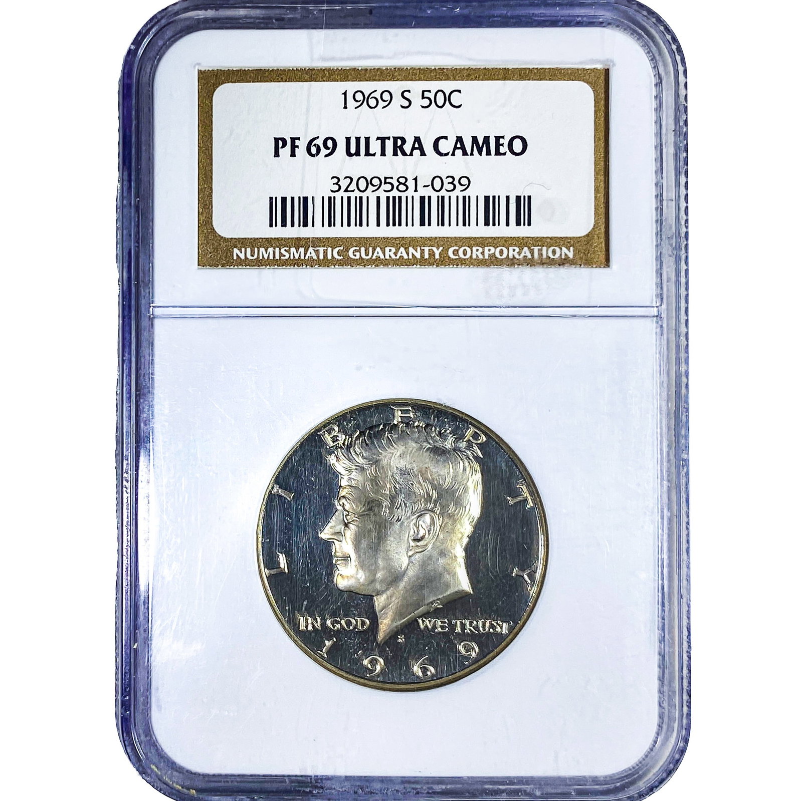 1969-S Kennedy Half Dollar NGC PF69 Ultra Cameo: 1969-S Kennedy Half Dollar NGC PF69 Ultra Cameo