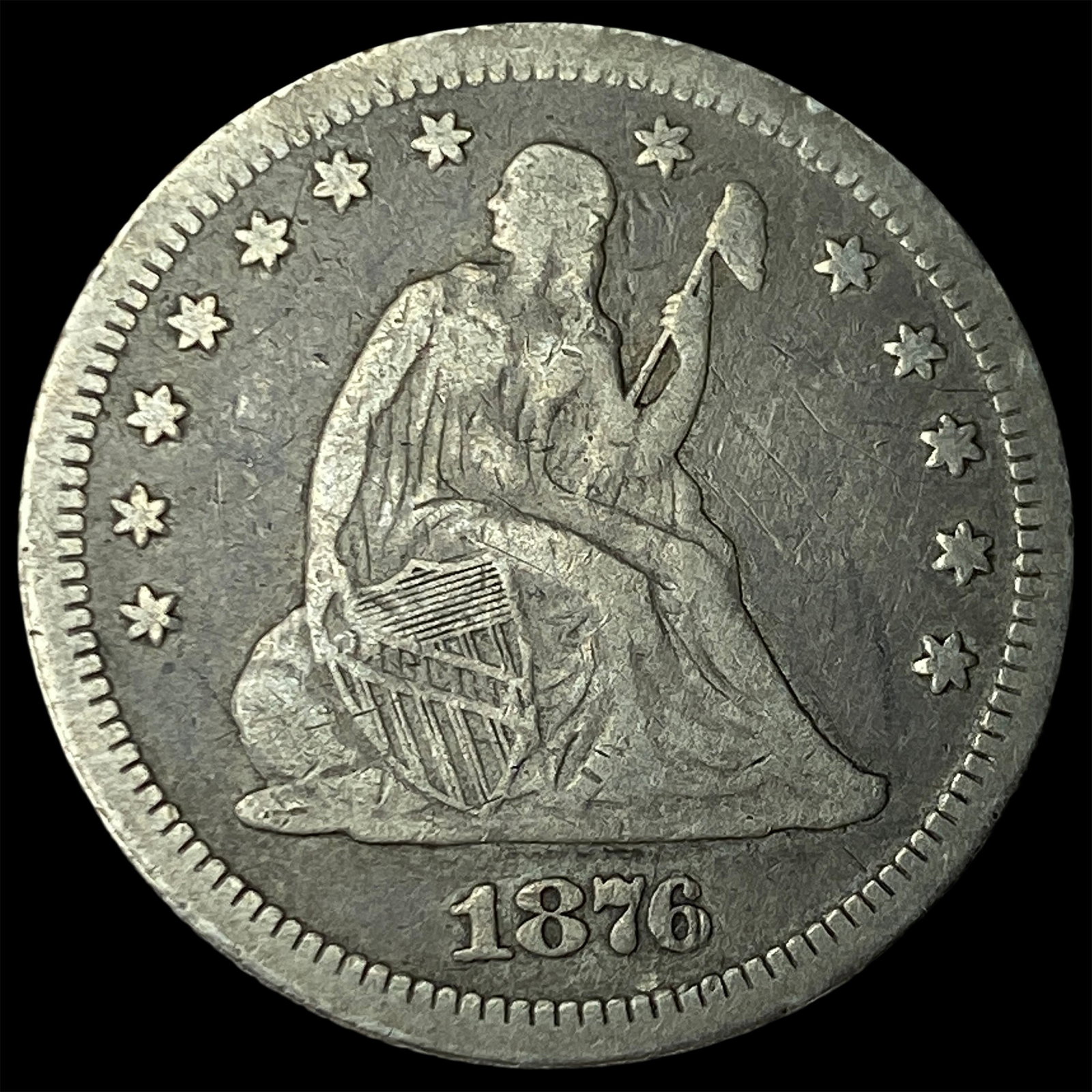 1876-S Silver Seated Liberty Quarter NICELY CIRCULATED (1 of 2)