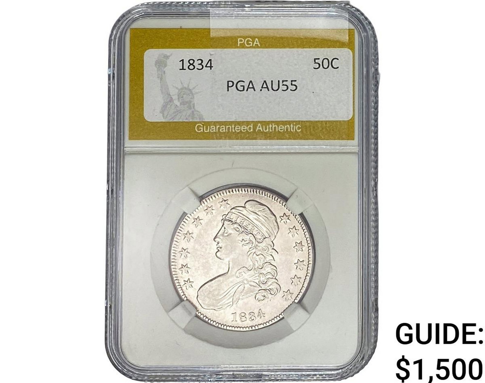 1834 Capped Bust Half Dollar PGA AU55 (1 of 2)
