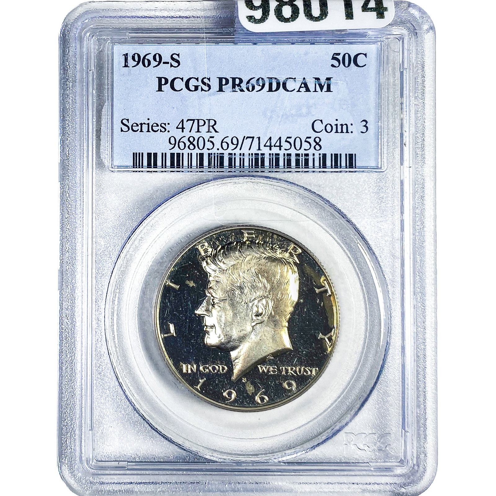 1969-S Kennedy Half Dollar PCGS PR69 DCAM: 1969-S Kennedy Half Dollar PCGS PR69 DCAM