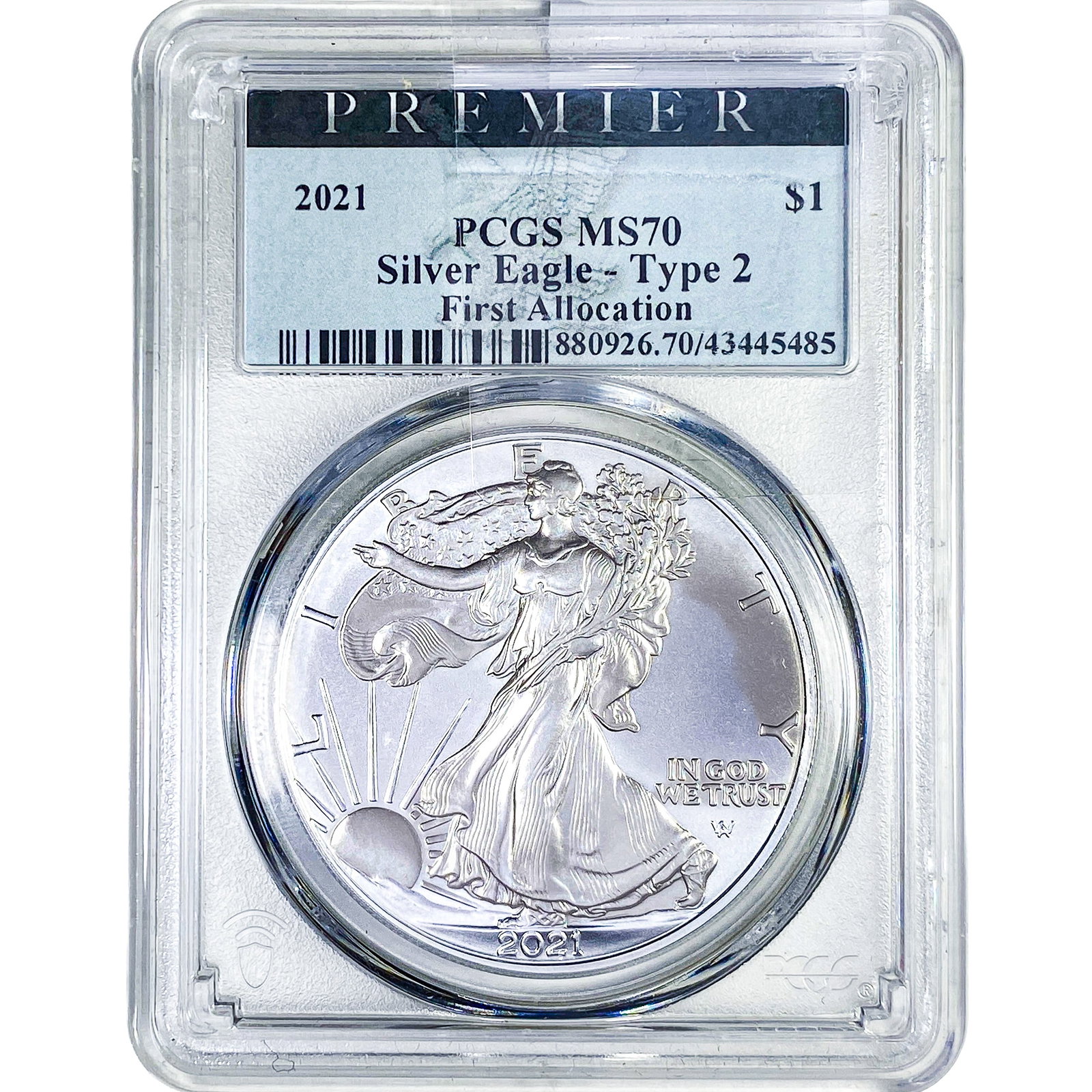 2021 Silver Eagle PCGS MS70 Type 2: 2021 Silver Eagle PCGS MS70 Type 2