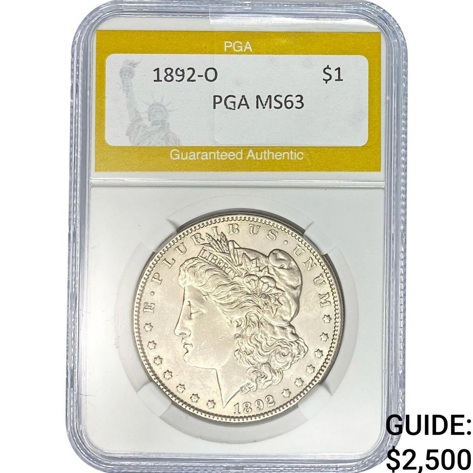 1892-O Morgan Silver Dollar PGA MS63: 1892-O Morgan Silver Dollar PGA MS63