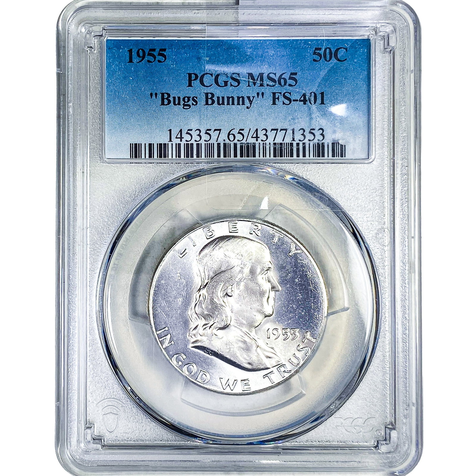 1955 Franklin Half Dollar PCGS MS65 "Bugs Bunny": 1955 Franklin Half Dollar PCGS MS65 "Bugs Bunny"