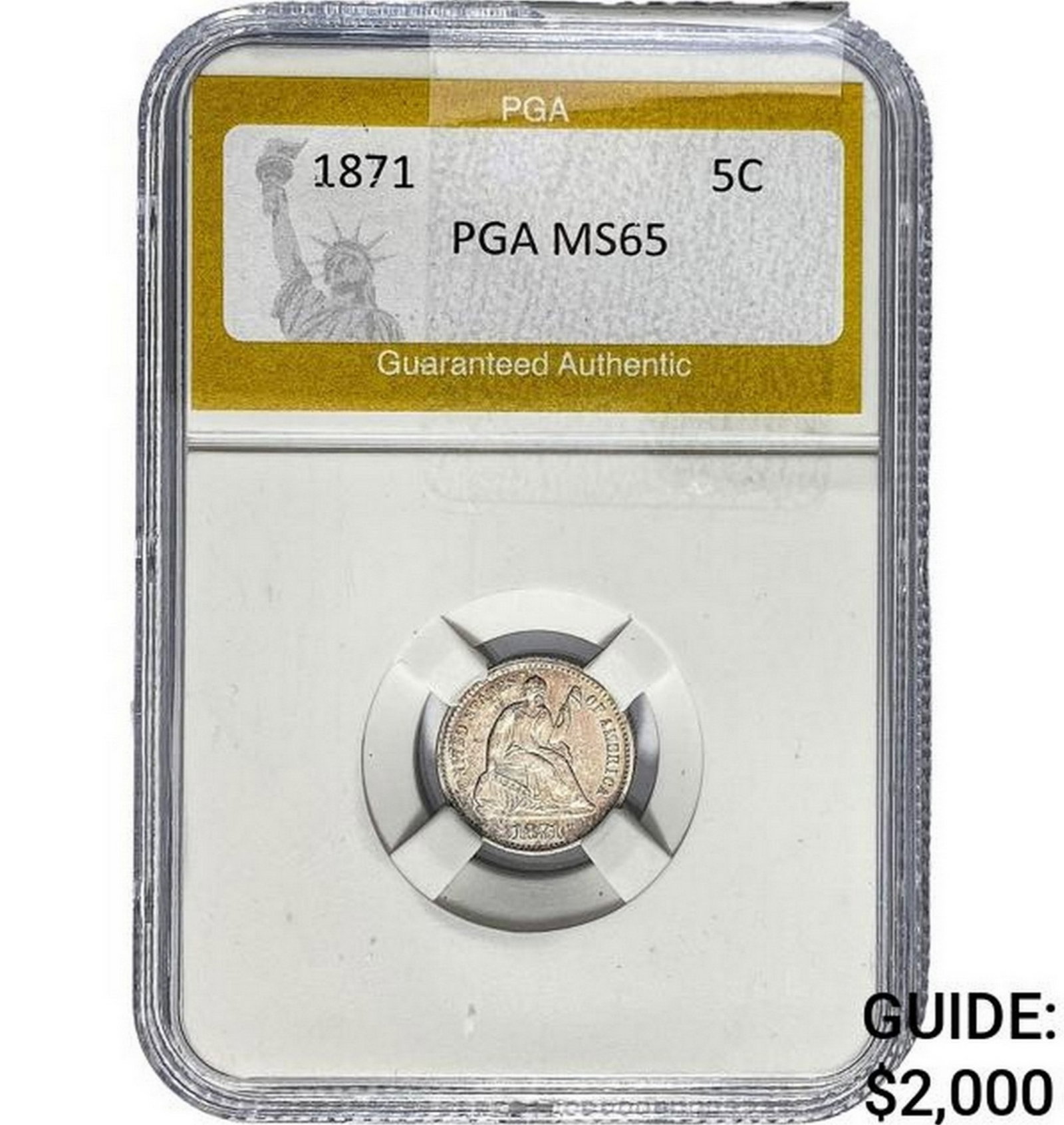 1871 Seated Liberty Half Dime PGA MS65: 1871 Seated Liberty Half Dime PGA MS65