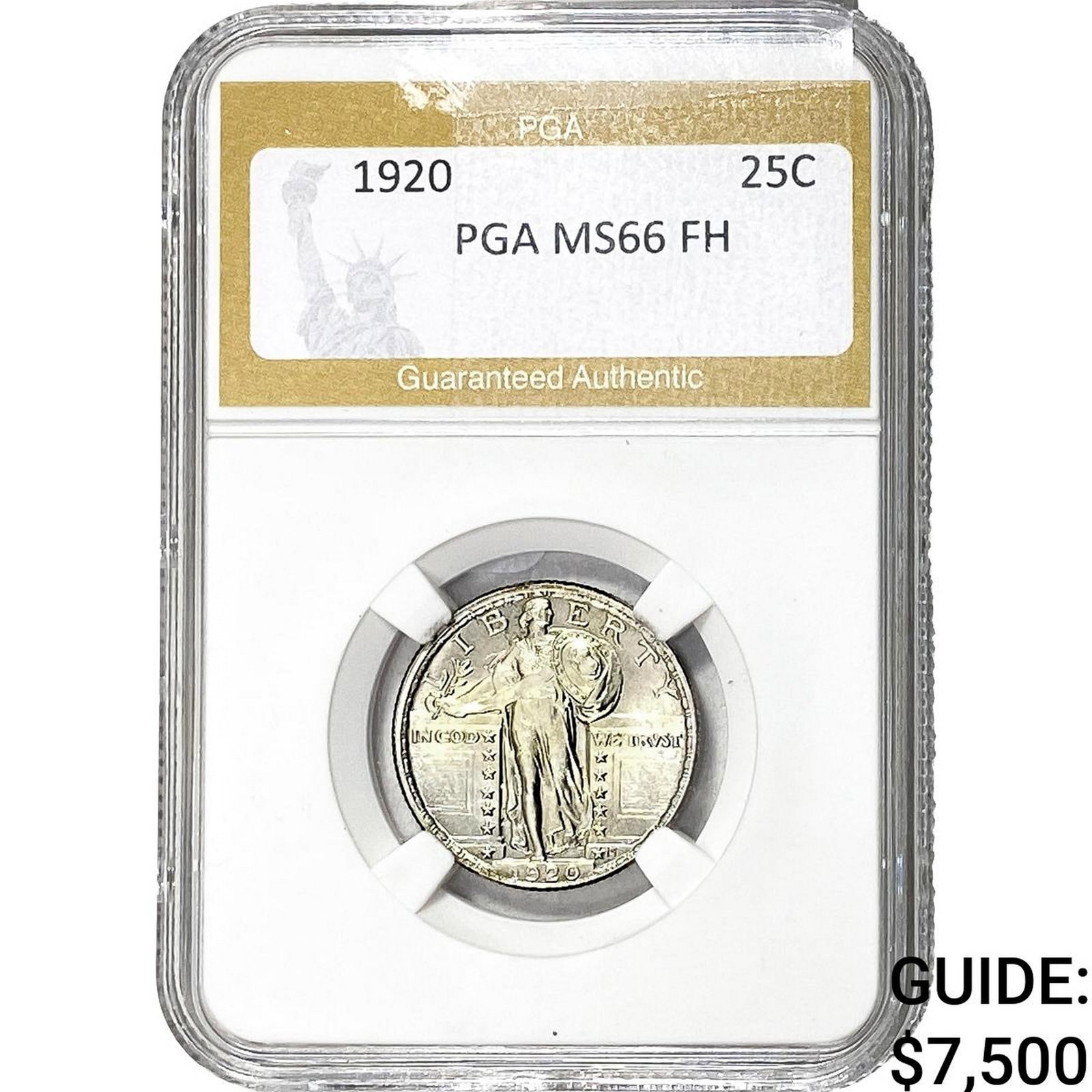 1920 Standing Liberty Quarter PGA MS66 FH: 1920 Standing Liberty Quarter PGA MS66 FH