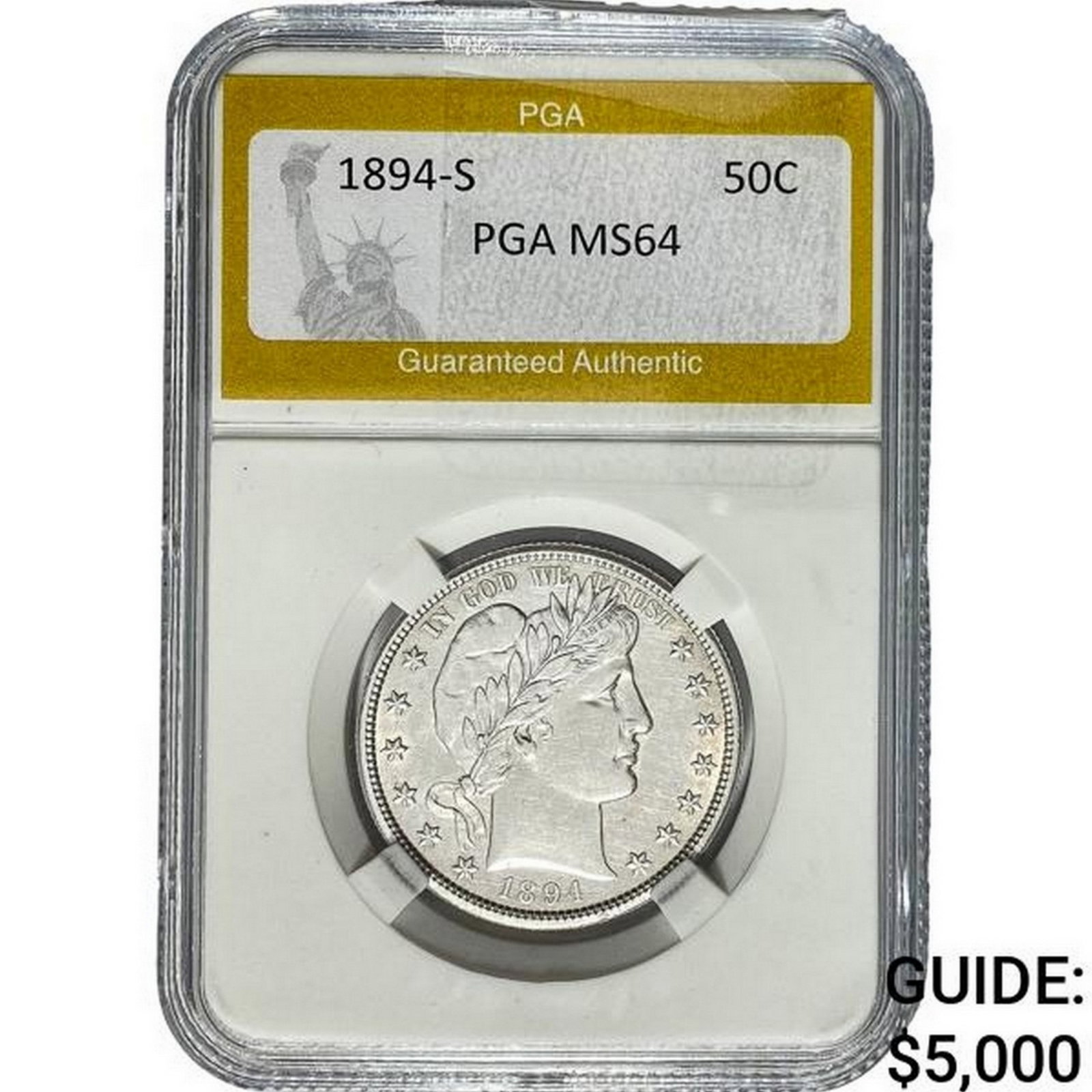 1894-S Barber Half Dollar PGA MS64: 1894-S Barber Half Dollar PGA MS64