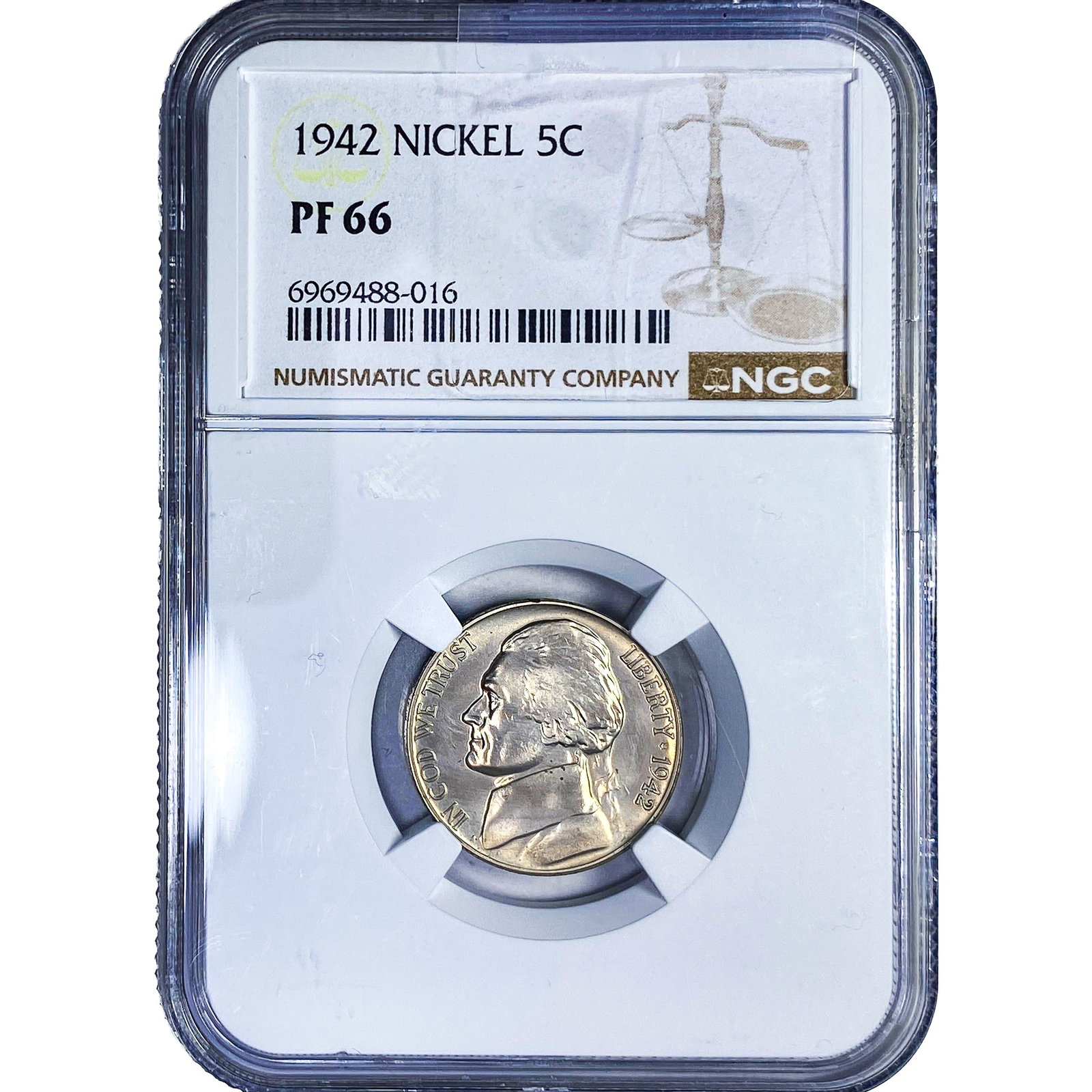 1942 Jefferson Nickel NGC PF66: 1942 Jefferson Nickel NGC PF66