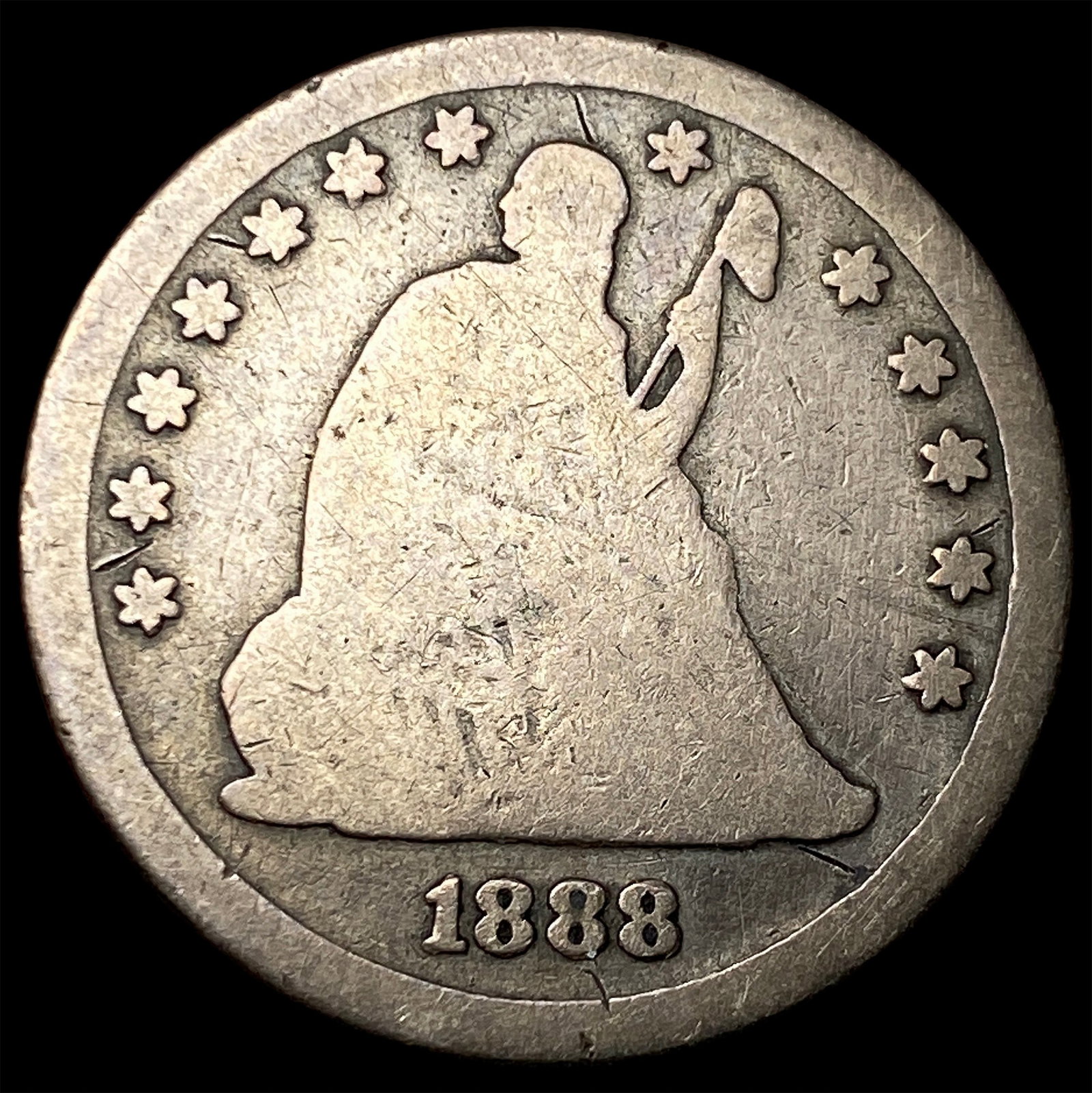 1888-S Silver Seated Liberty Quarter NICELY CIRCULATED: 1888-S Silver Seated Liberty Quarter NICELY CIRCULATED