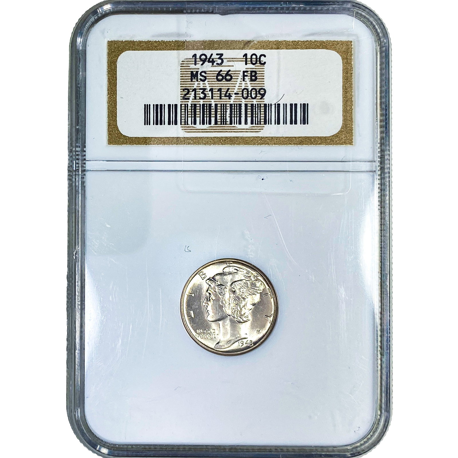 1943 Mercury Silver Dime NGC MS66 FB: 1943 Mercury Silver Dime NGC MS66 FB