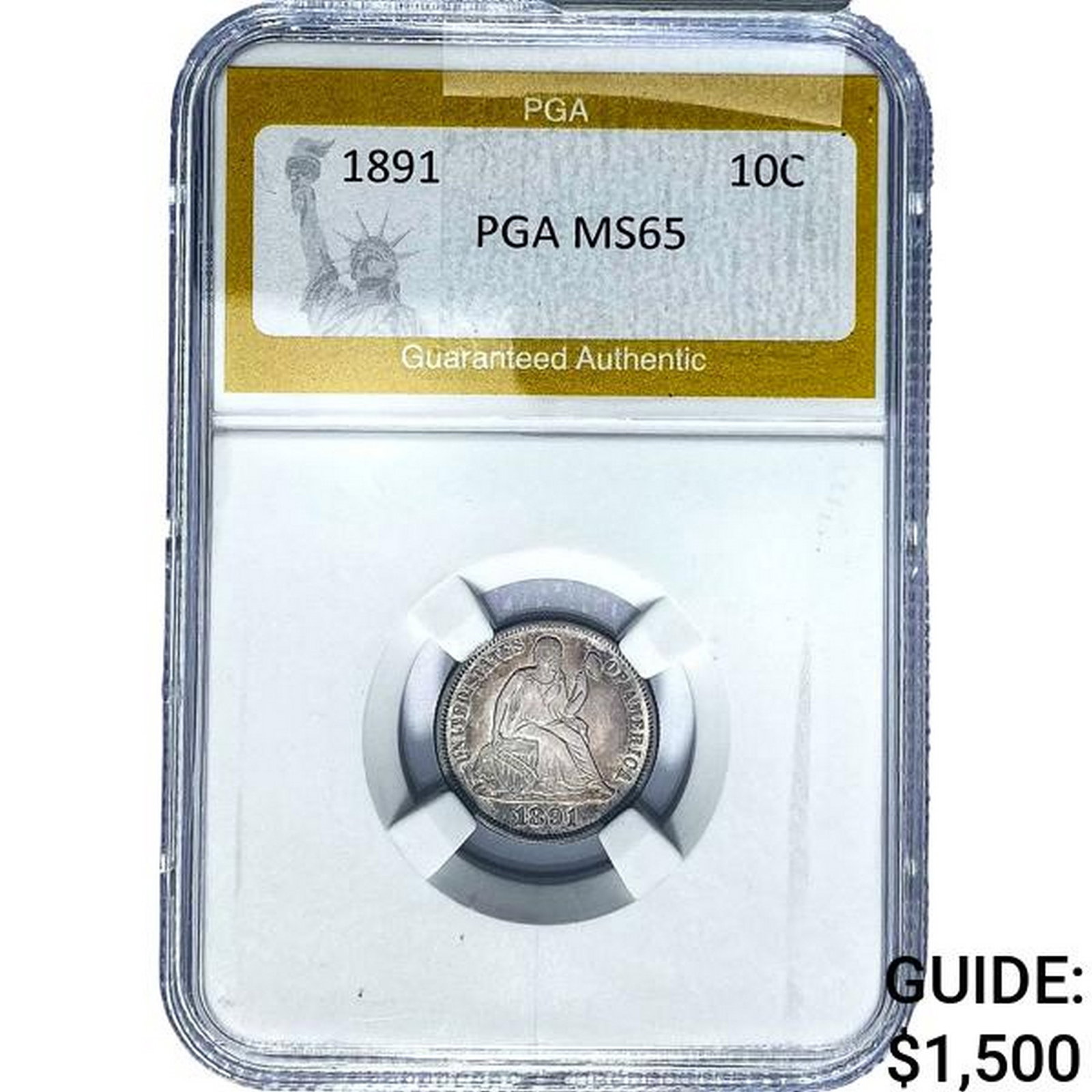 1891 Seated Liberty Dime PGA MS65: 1891 Seated Liberty Dime PGA MS65