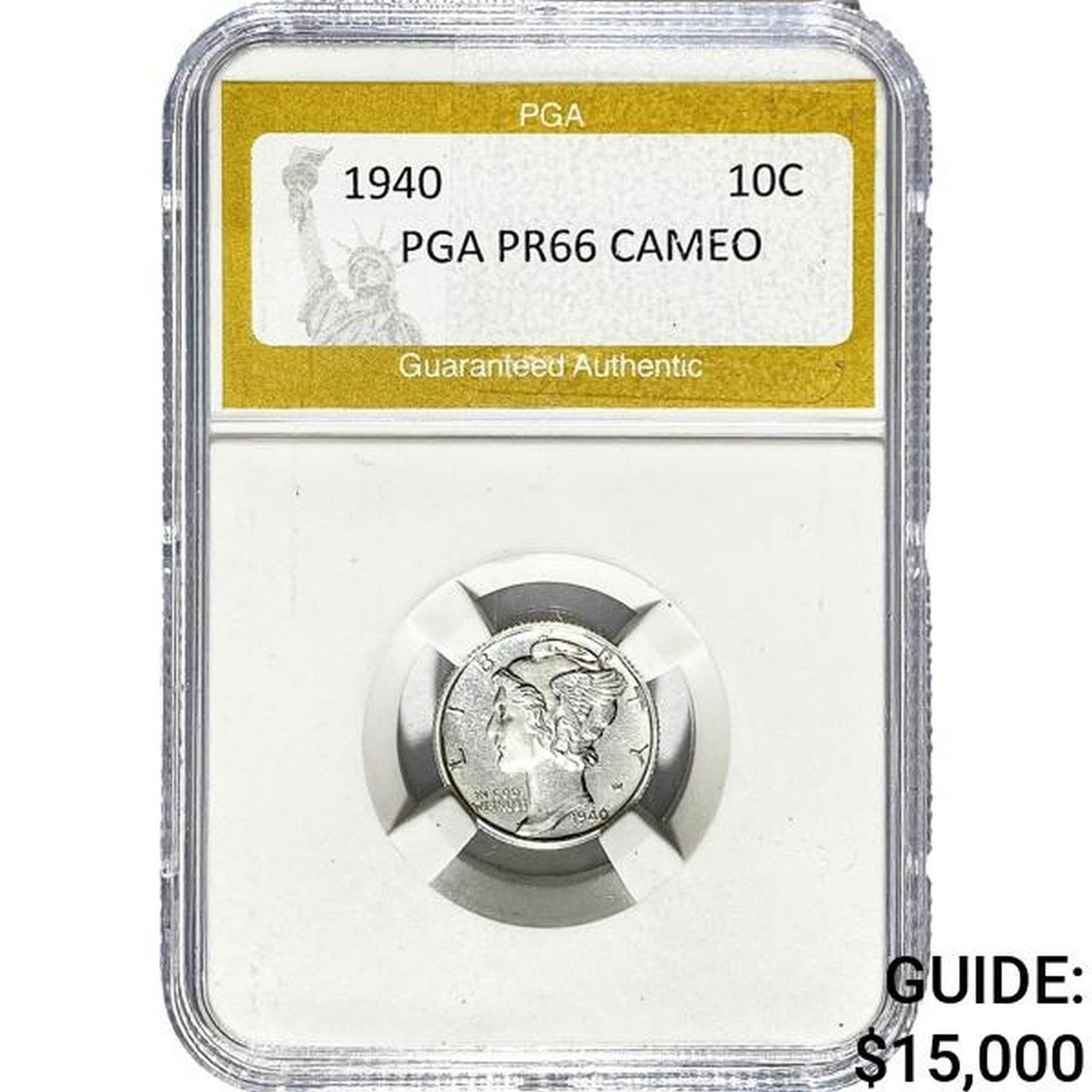 1940 Mercury Silver Dime PGA PR66 Cameo: 1940 Mercury Silver Dime PGA PR66 Cameo