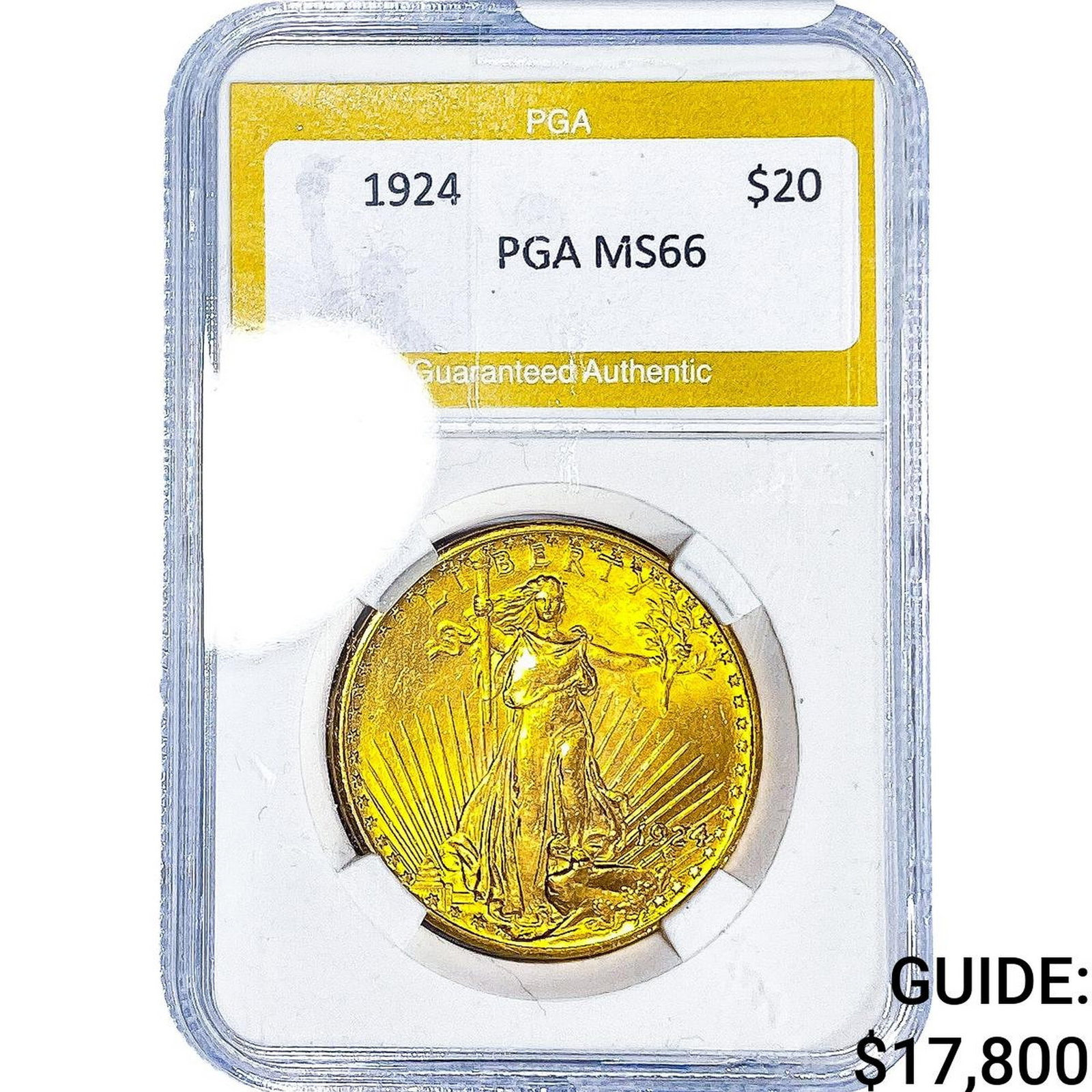 1924 $20 Gold Double Eagle PGA MS66: 1924 $20 Gold Double Eagle PGA MS66