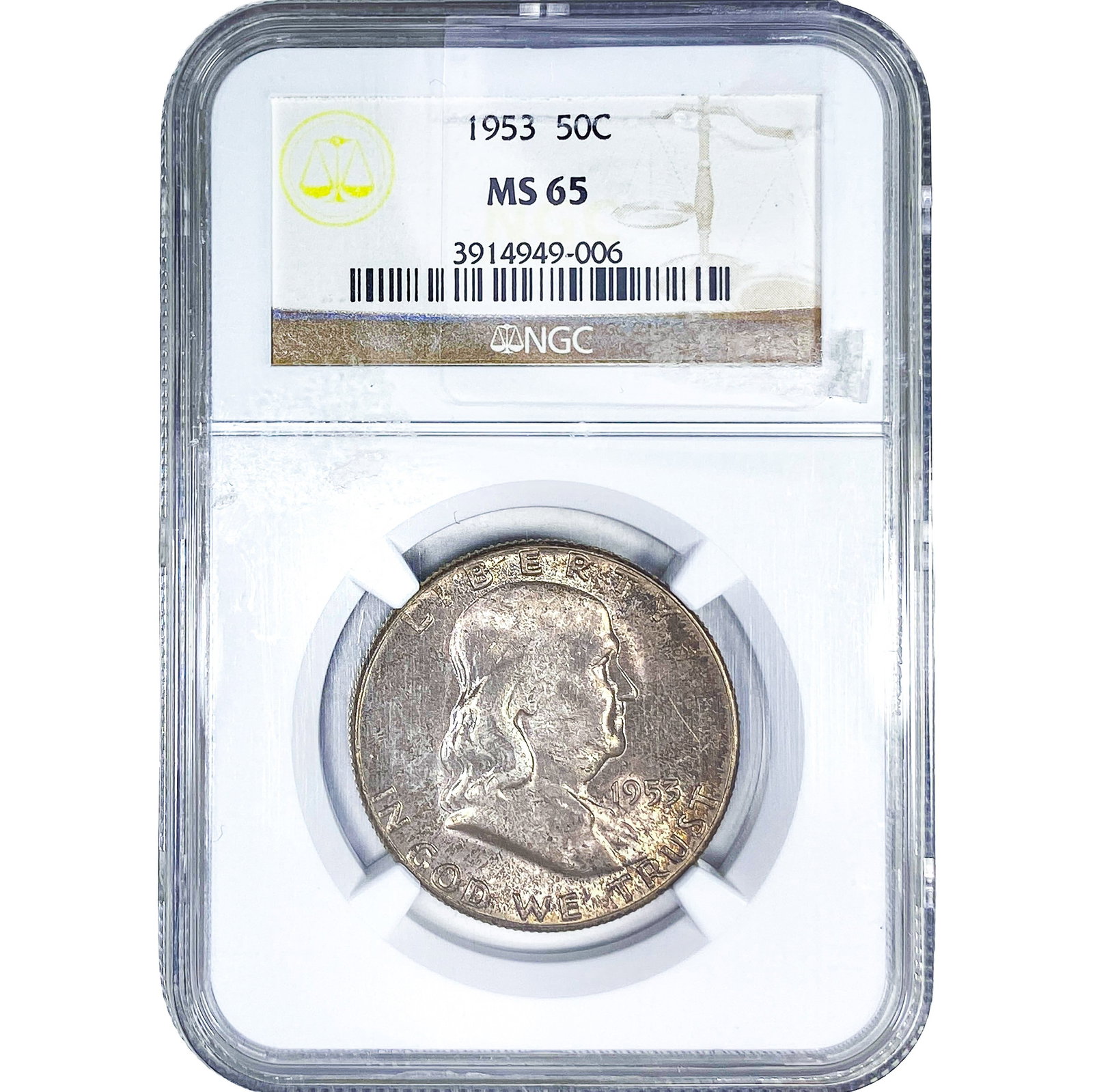 1953 Franklin Half Dollar NGC MS65: 1953 Franklin Half Dollar NGC MS65