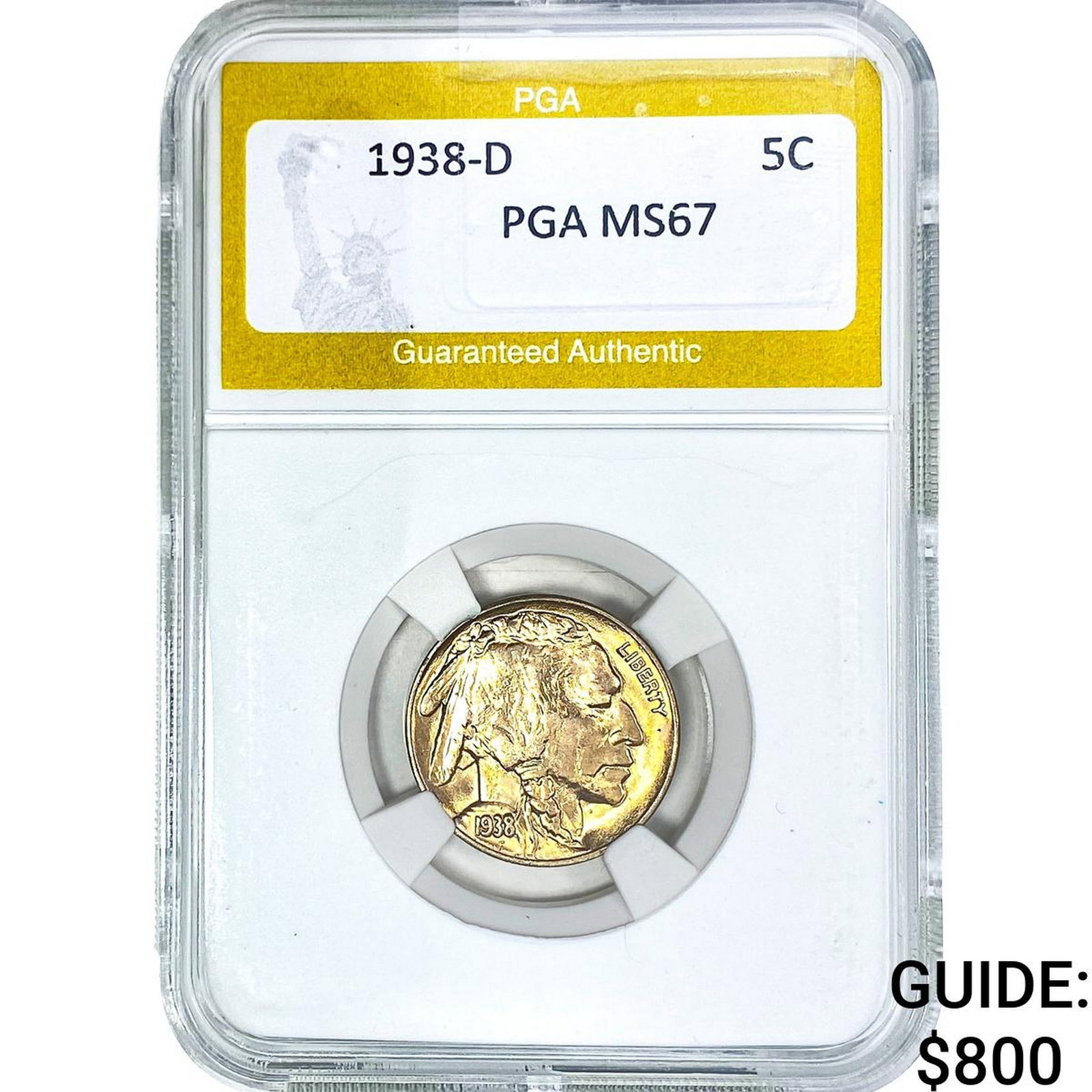 1938-D Buffalo Nickel PGA MS67: 1938-D Buffalo Nickel PGA MS67