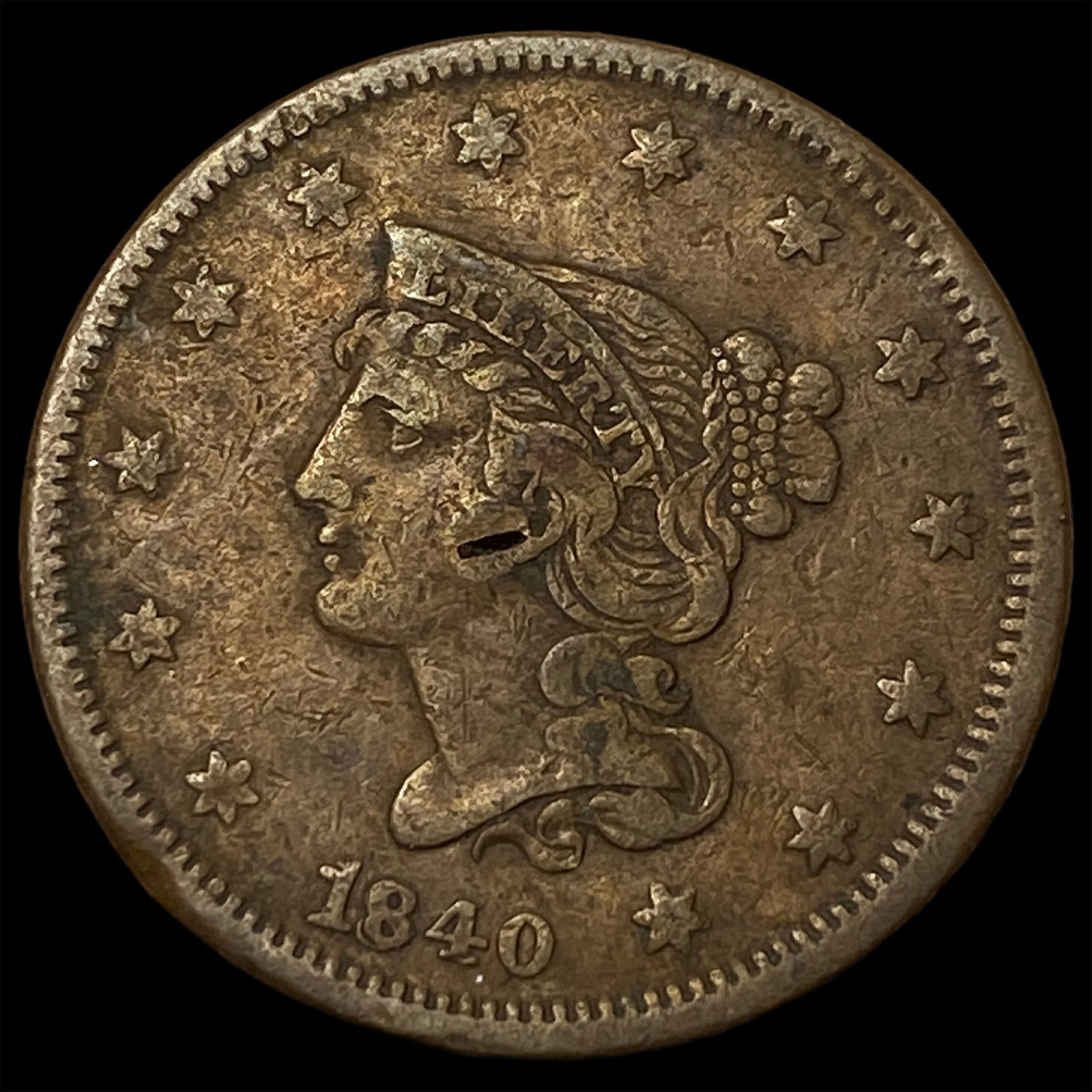 1840 Braided Hair Large Cent LIGHTLY CIRCULATED: 1840 Braided Hair Large Cent LIGHTLY CIRCULATED